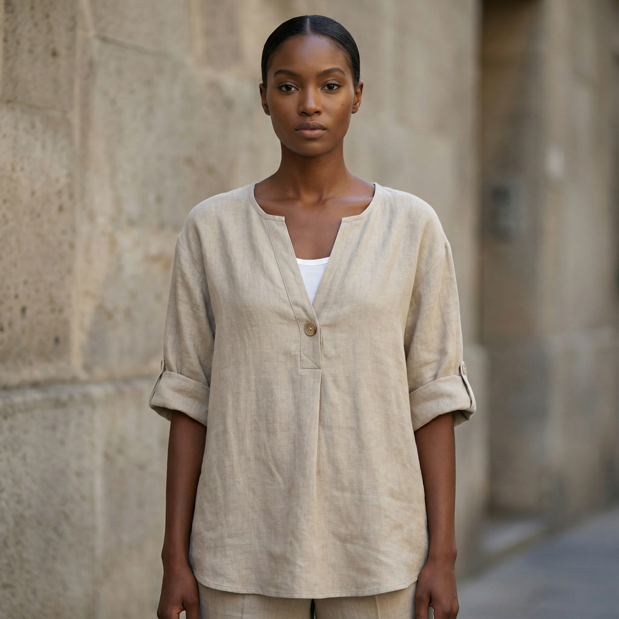 Women’s Casual V-Neck Blouse – Relaxed Modern Fit