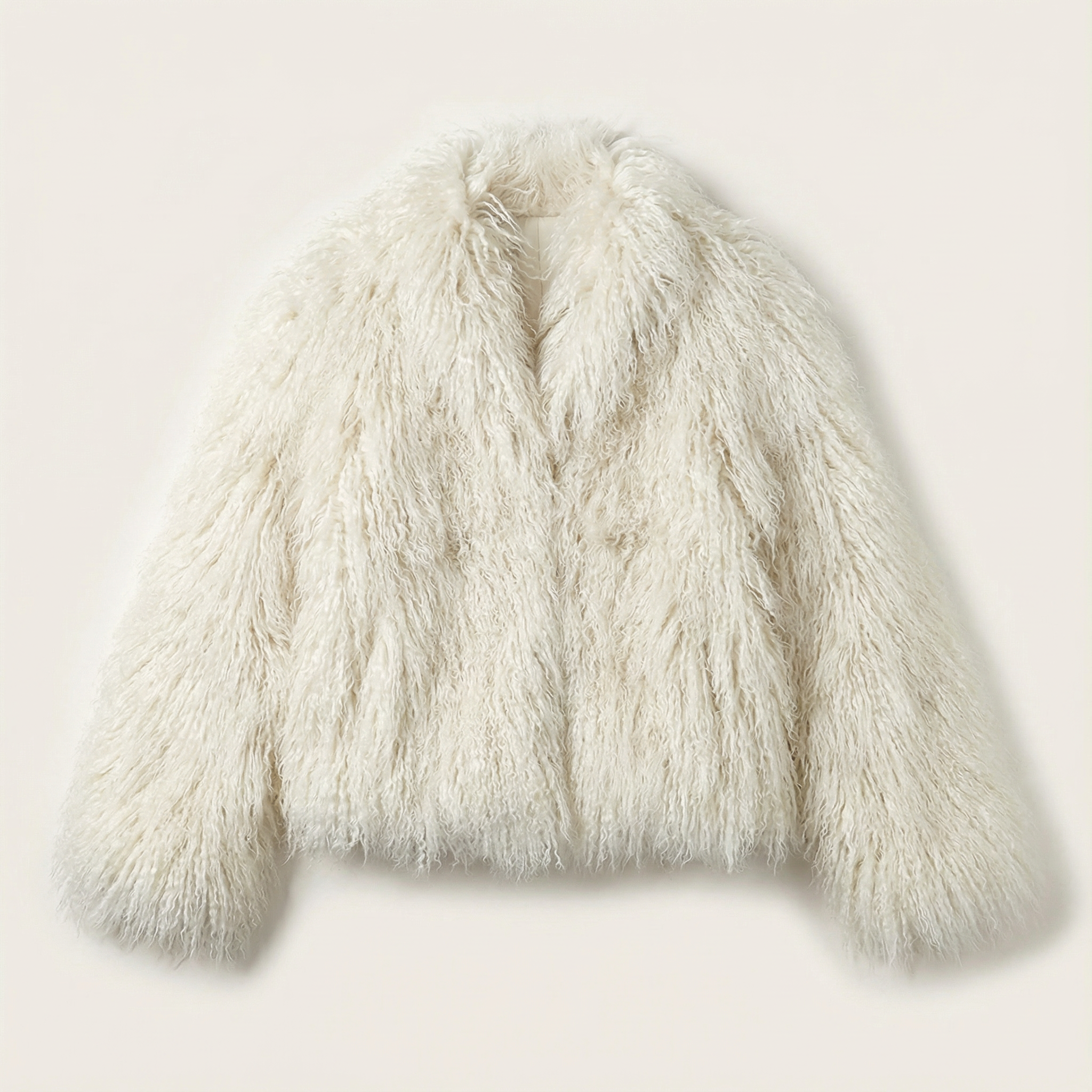 Women’s Cropped Coat – Long Sleeves, Textured Finish