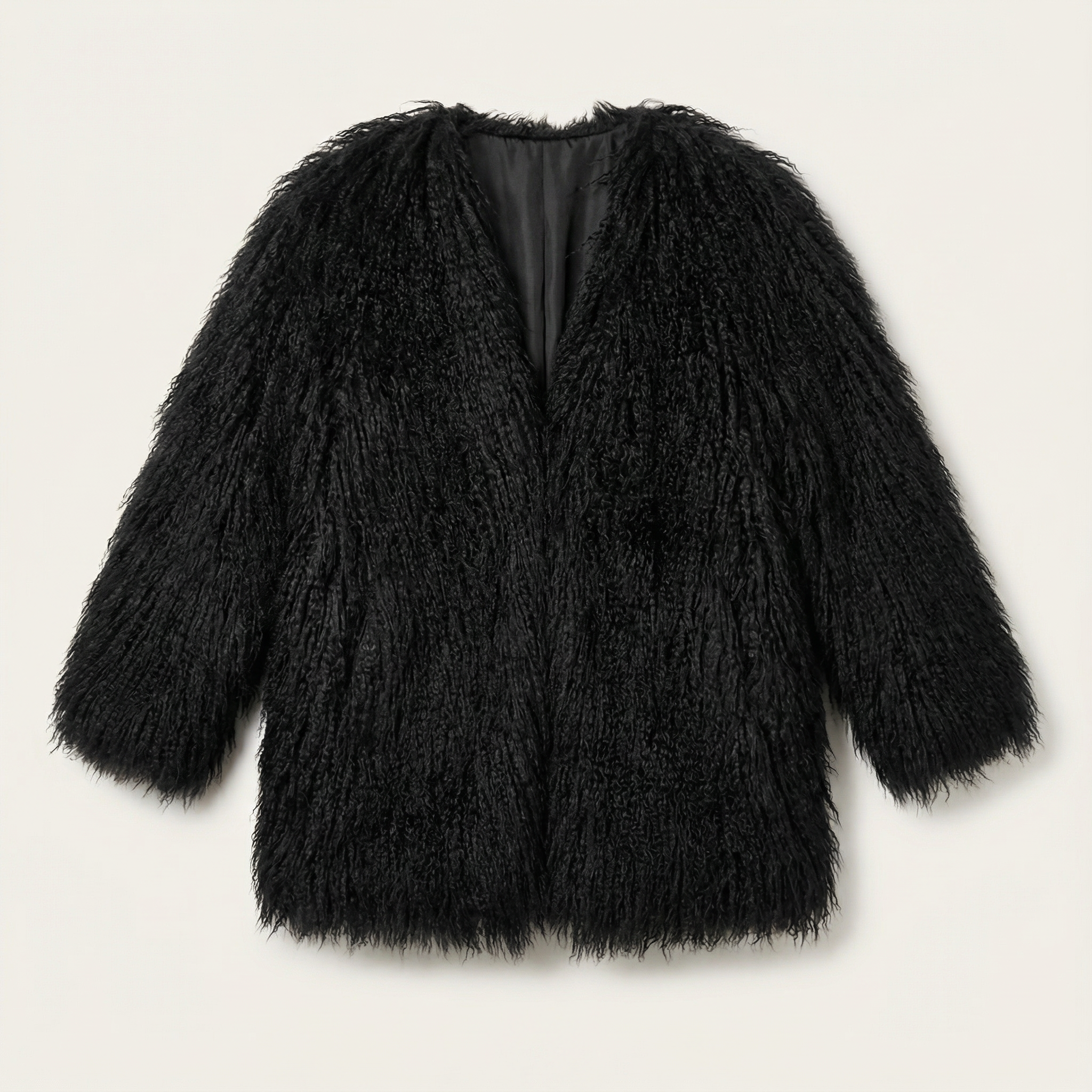 Women’s Cropped Coat – Long Sleeves, Textured Finish