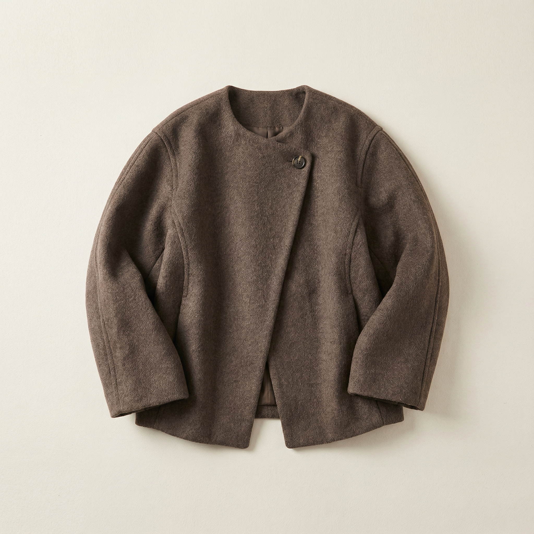 Women’s Cropped Overcoat – Lapel Design, Long Sleeves