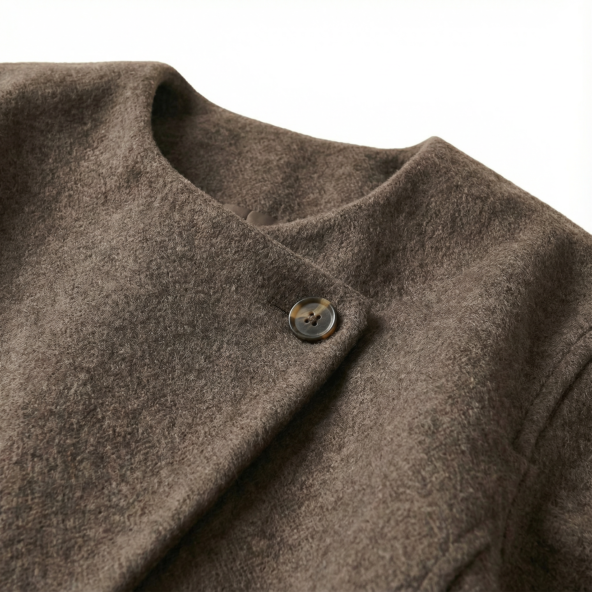 Women’s Cropped Overcoat – Lapel Design, Long Sleeves