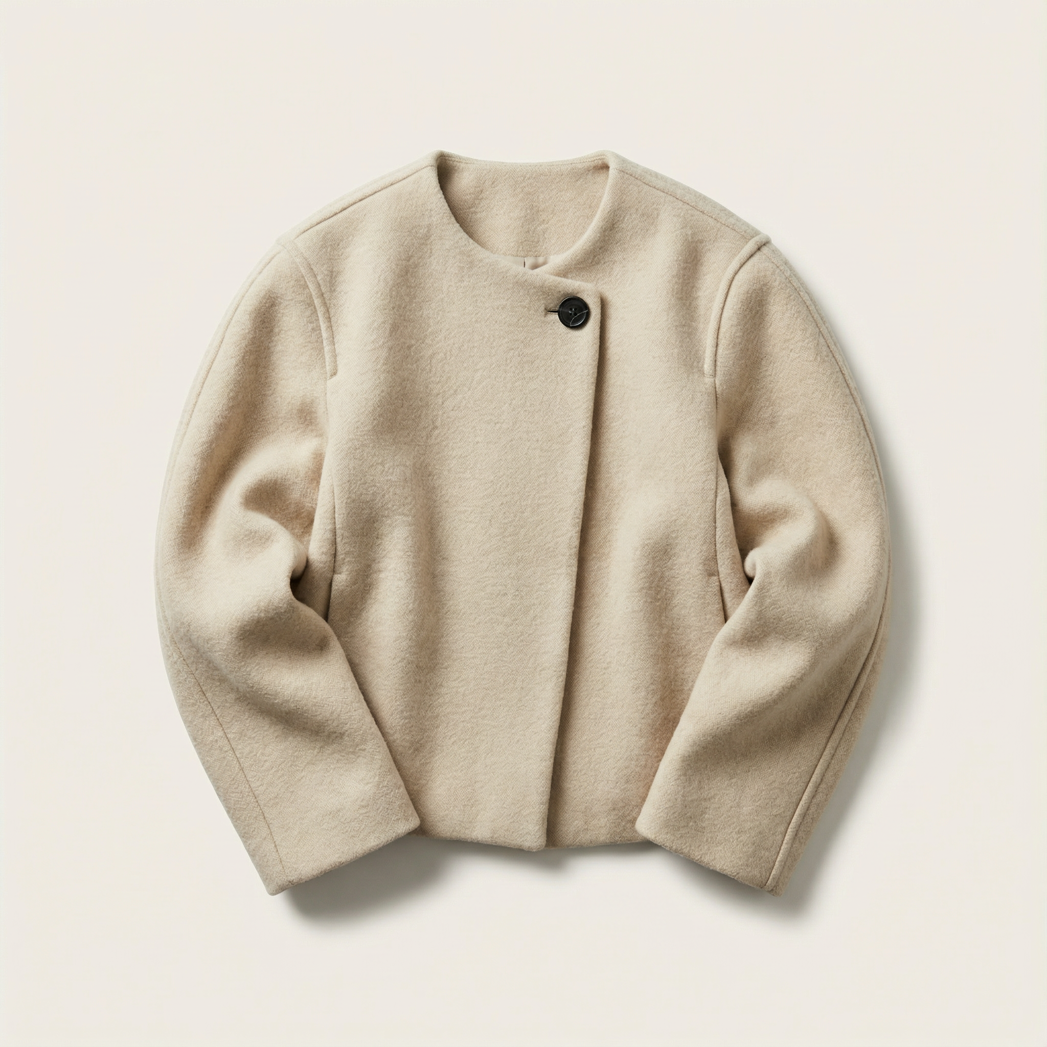 Women’s Cropped Overcoat – Lapel Design, Long Sleeves