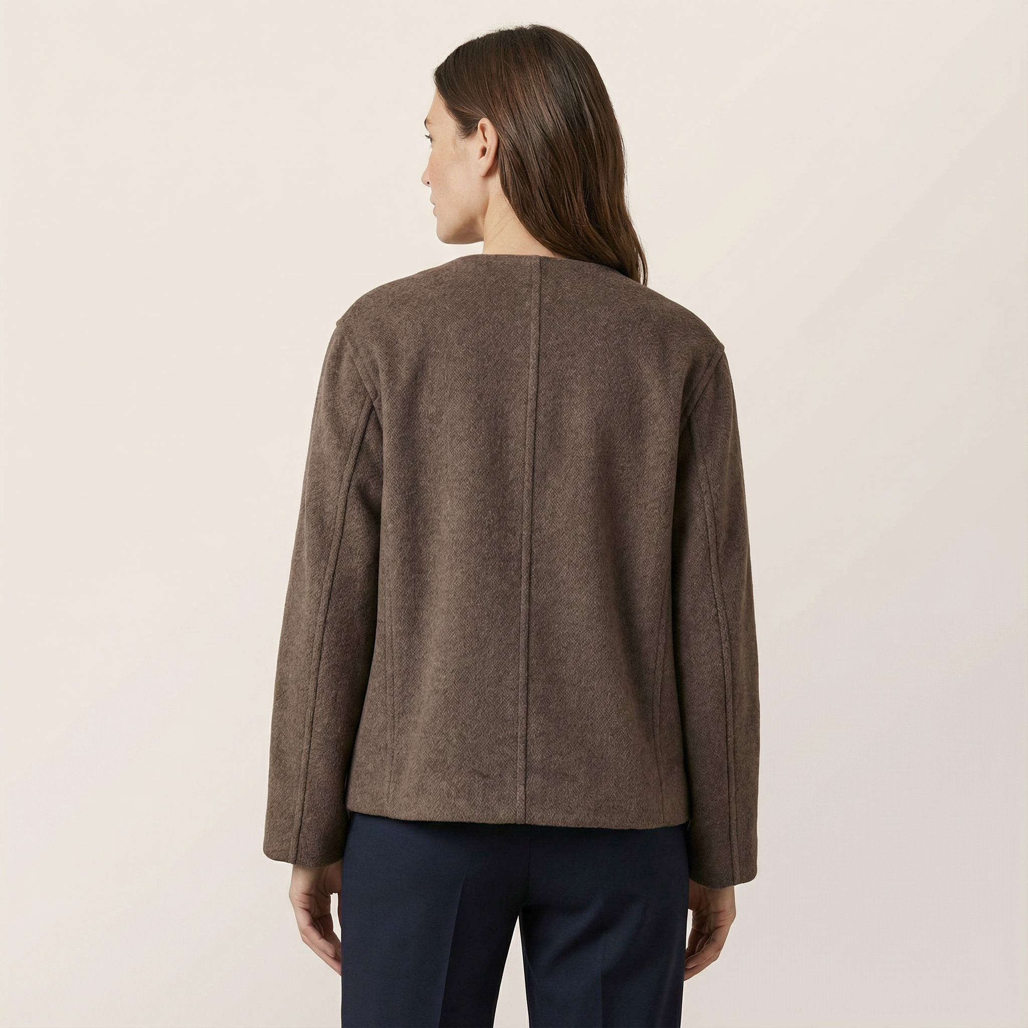 Women’s Cropped Overcoat – Lapel Design, Long Sleeves