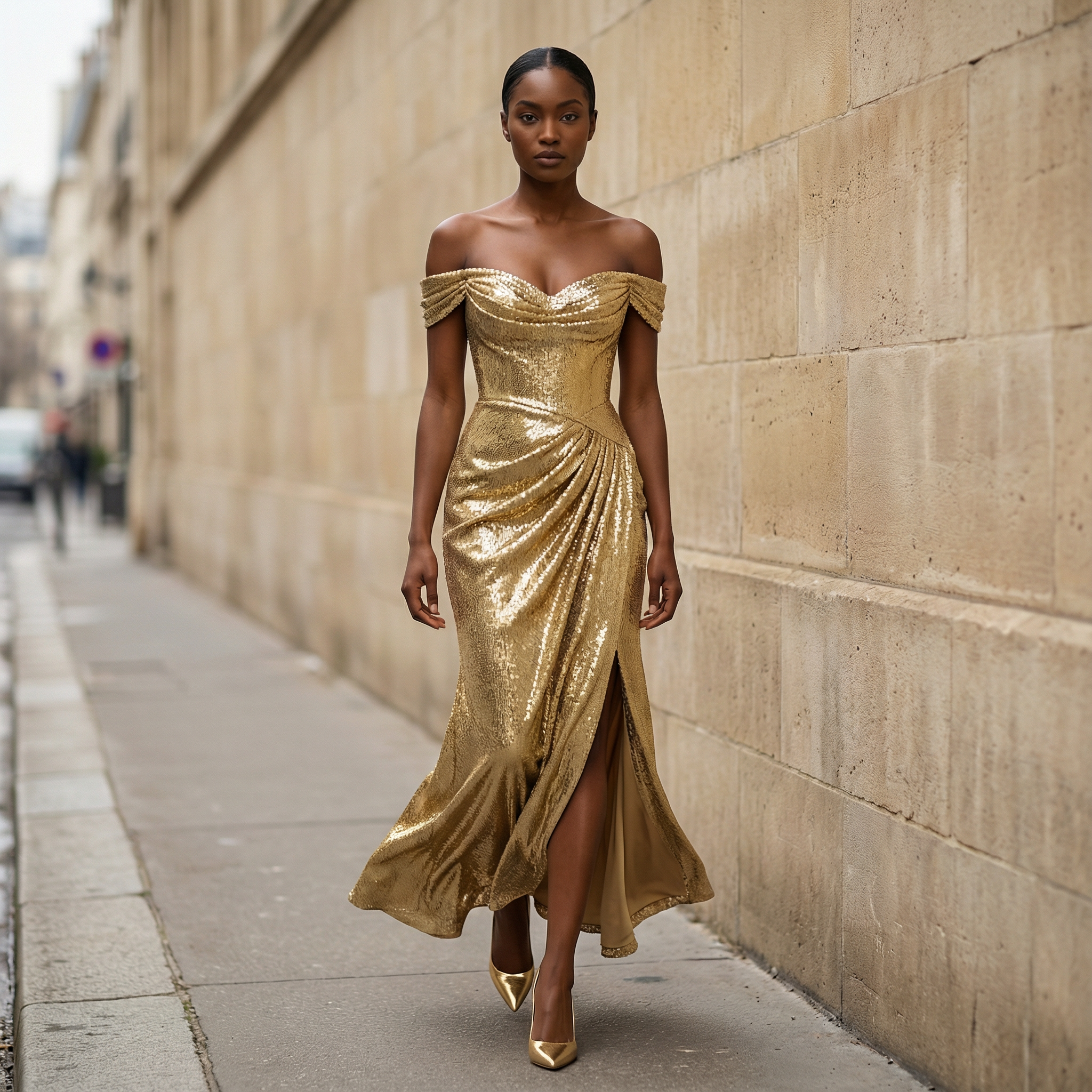 Women’s Elegant Party Dress – Off-Shoulder and Ruched Style