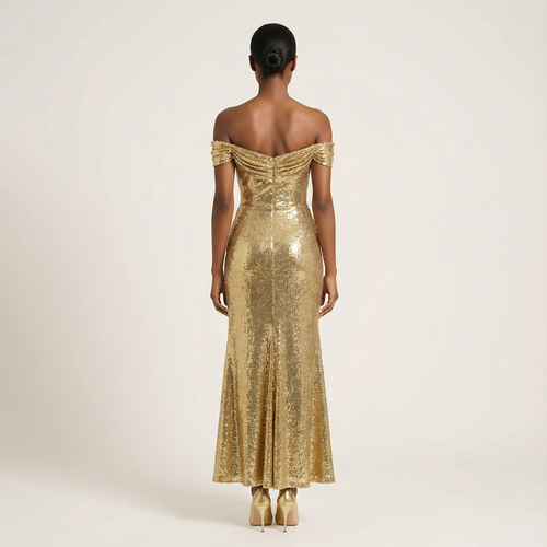 Women’s Elegant Party Dress – Off-Shoulder and Ruched Style