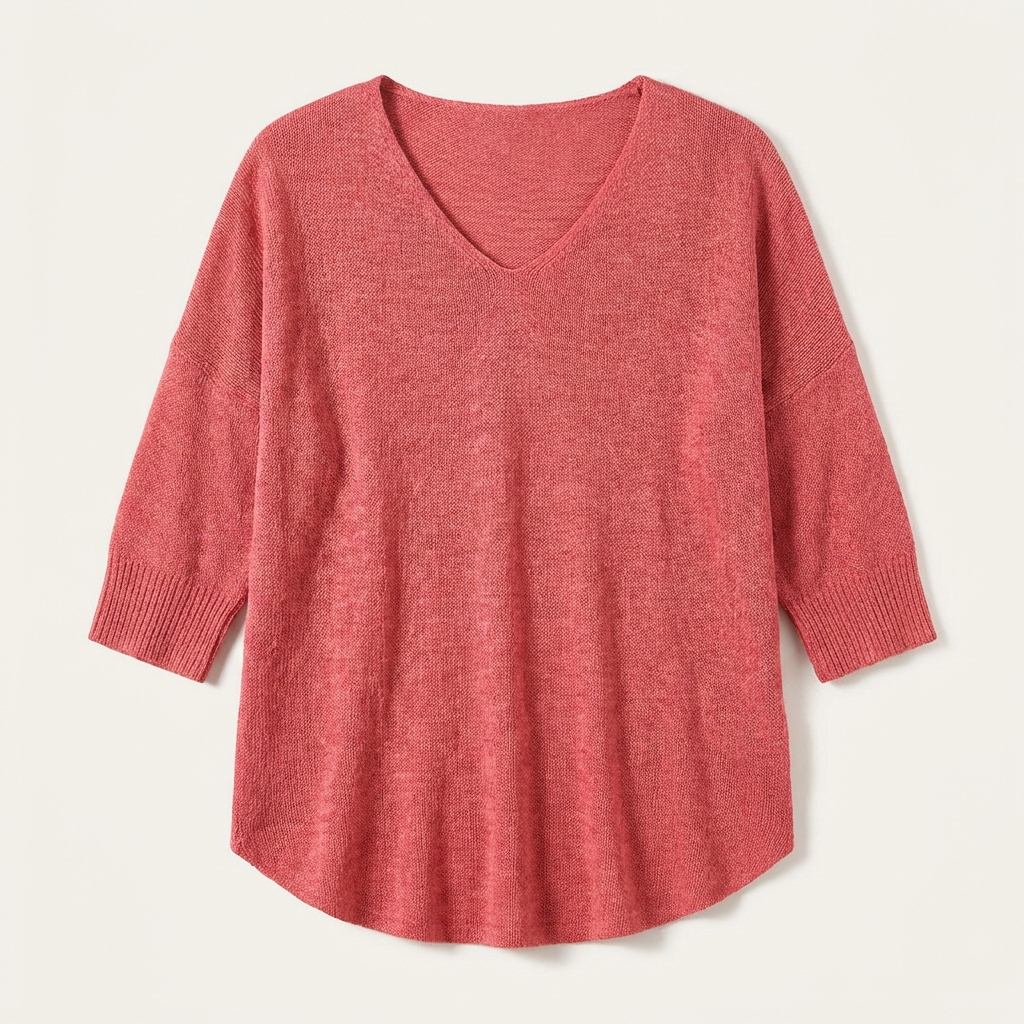 Women’s Knit Blouse – Relaxed V-Neck Shirt