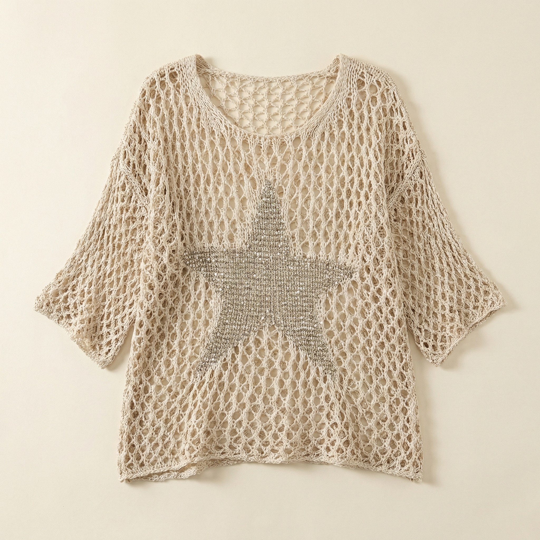 Women’s Knit Top – Open Weave Star Pattern Design