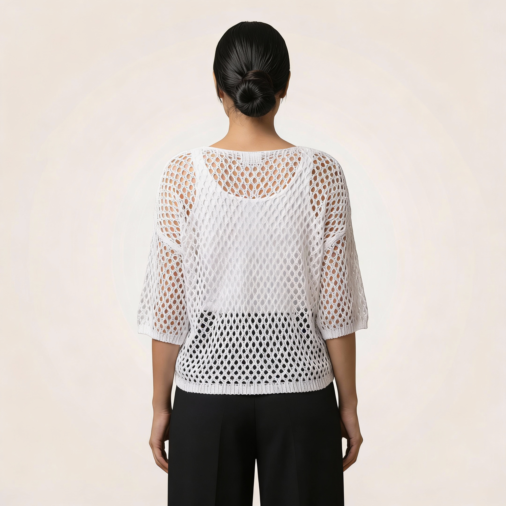 Women’s Knit Top – Open Weave Star Pattern Design