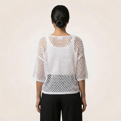 Women’s Knit Top – Open Weave Star Pattern Design