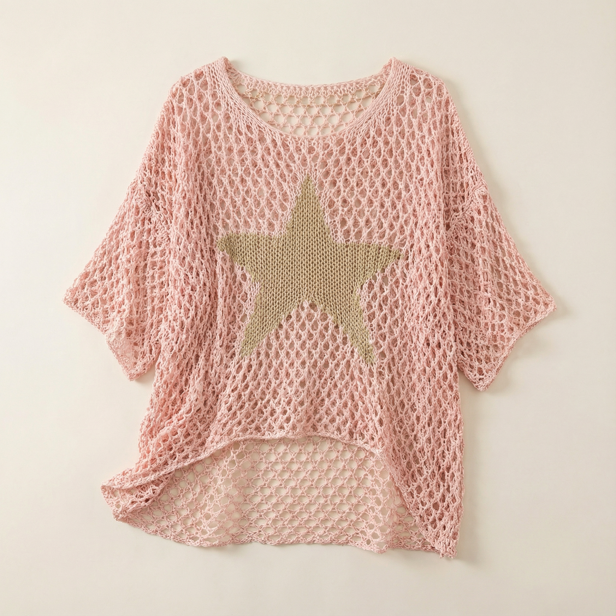 Women’s Knit Top – Open Weave Star Pattern Design