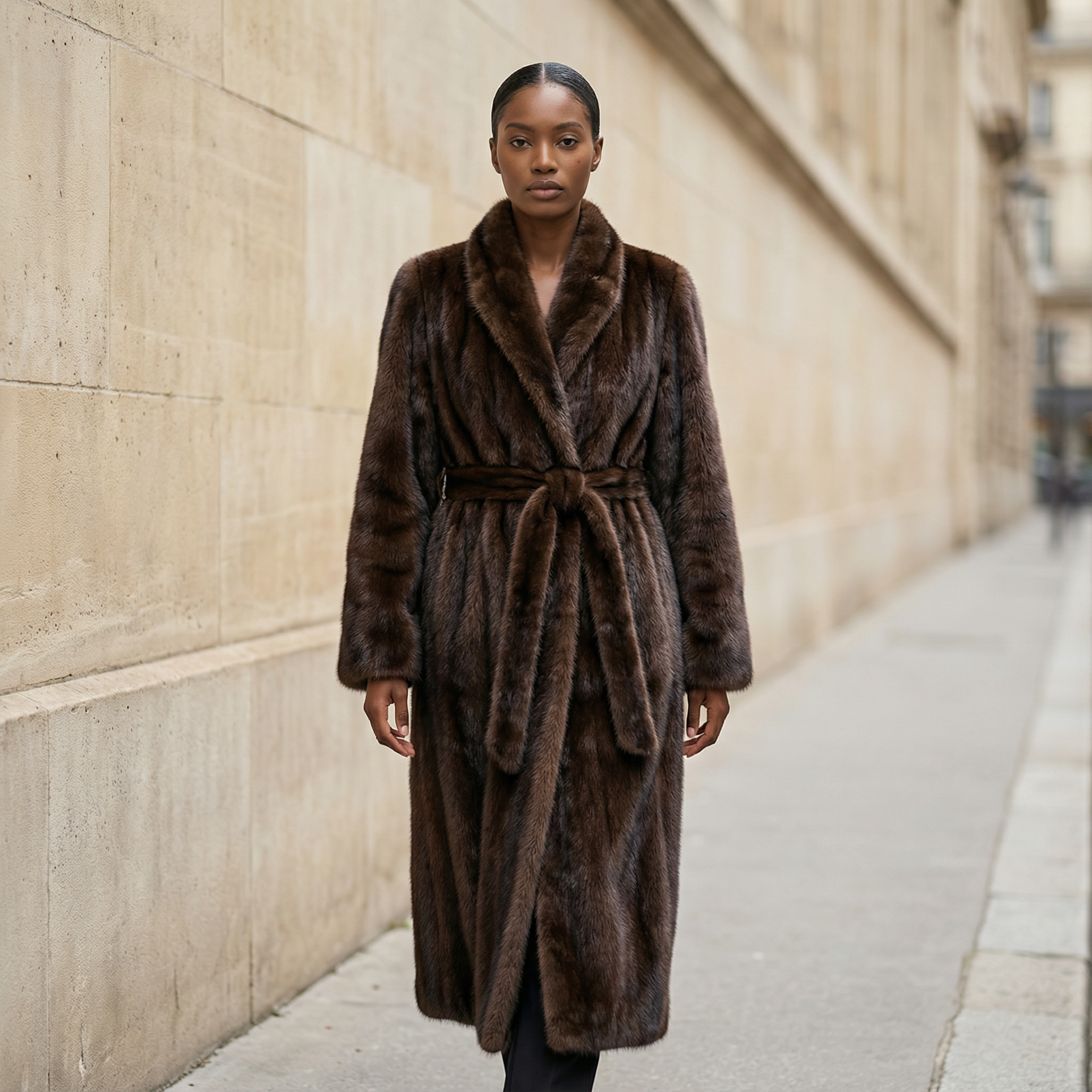 Women’s Long Coat – Long Sleeves, Open Front Design