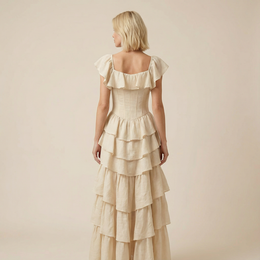 Women’s Long Dress – Ruffle Layered Design