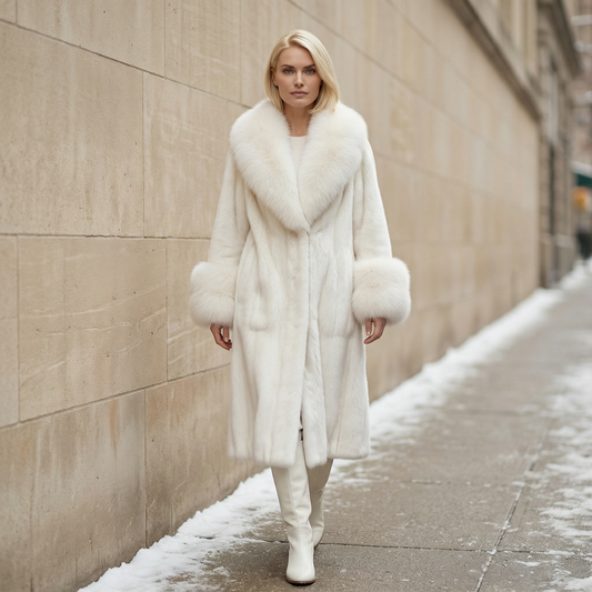 Women’s Long Overcoat – Collar Design, Long Sleeves