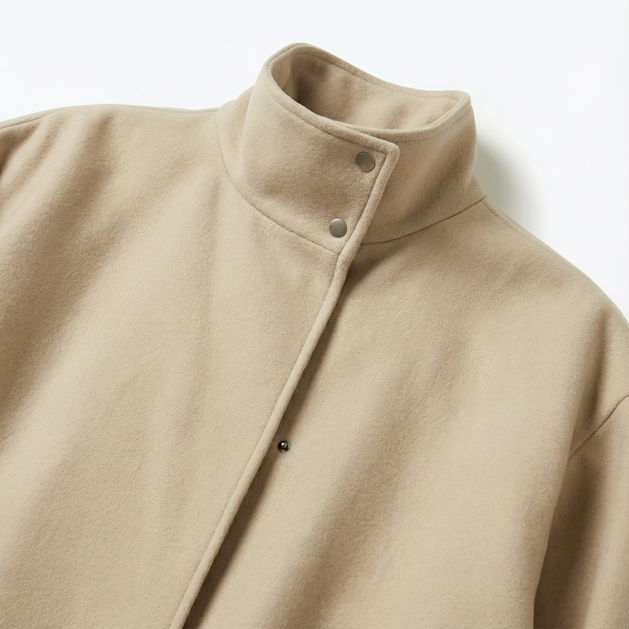 Women’s Long Overcoat – Stand Collar, Batwing Sleeves