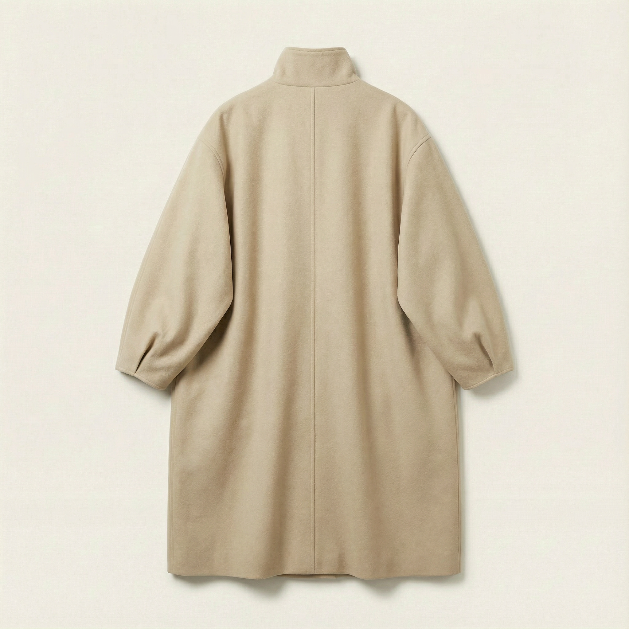 Women’s Long Overcoat – Stand Collar, Batwing Sleeves