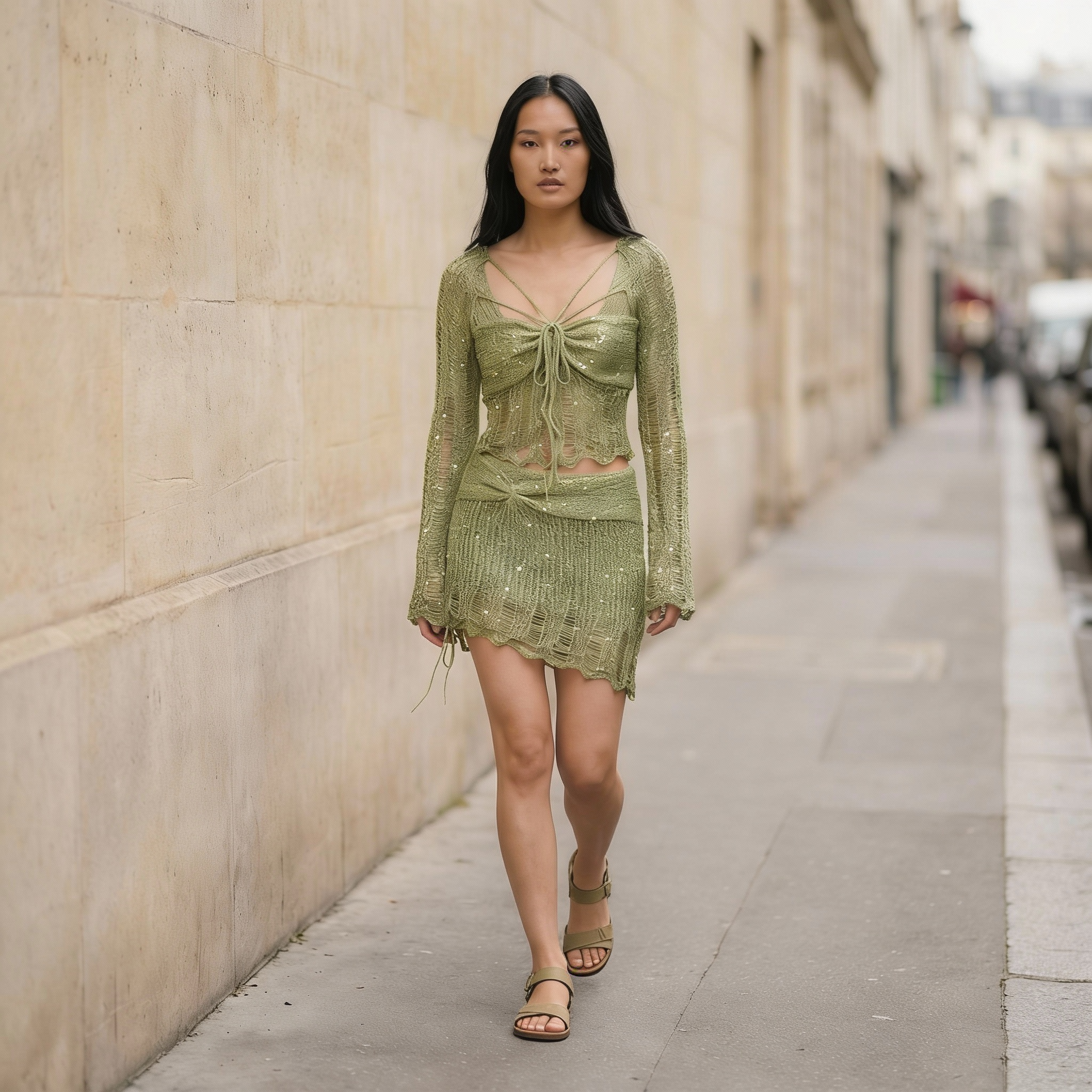 Women’s Long Sleeve Top and Skirt Two Piece Set