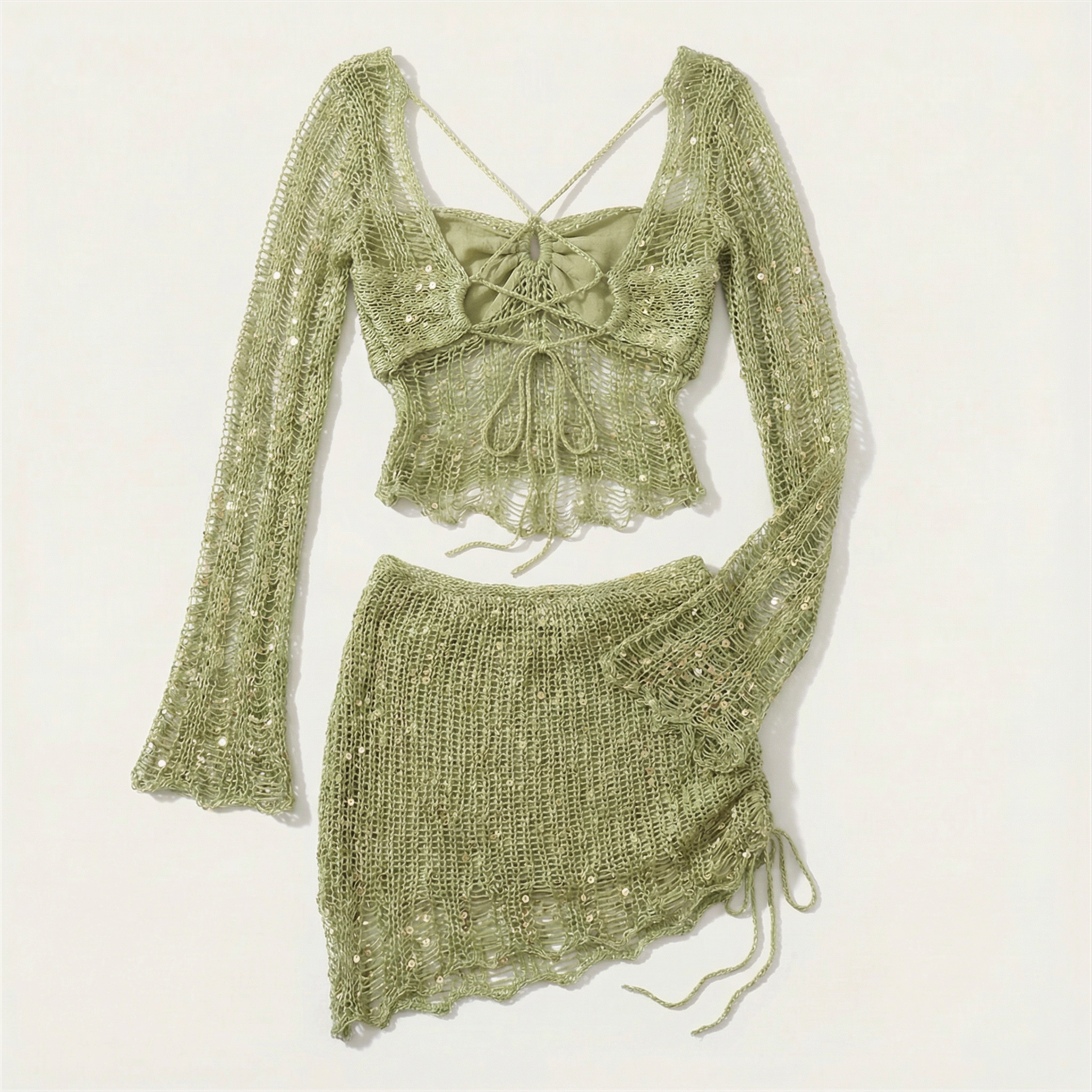 Women’s Long Sleeve Top and Skirt Two Piece Set