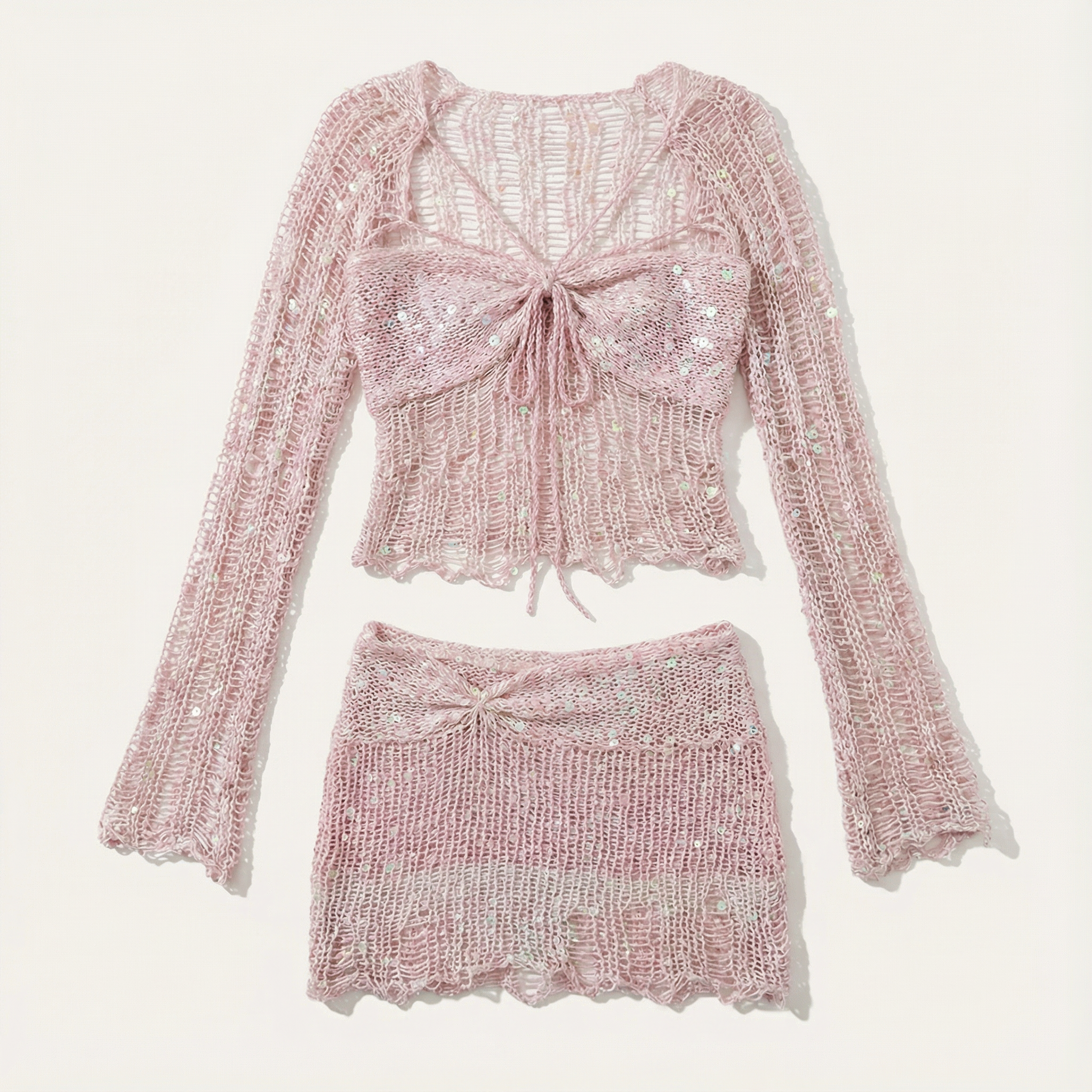 Women’s Long Sleeve Top and Skirt Two Piece Set