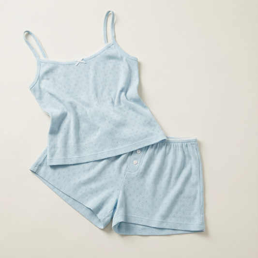 Women’s Lounge Set – Sleeveless Crop Cami and Elastic Waist Shorts
