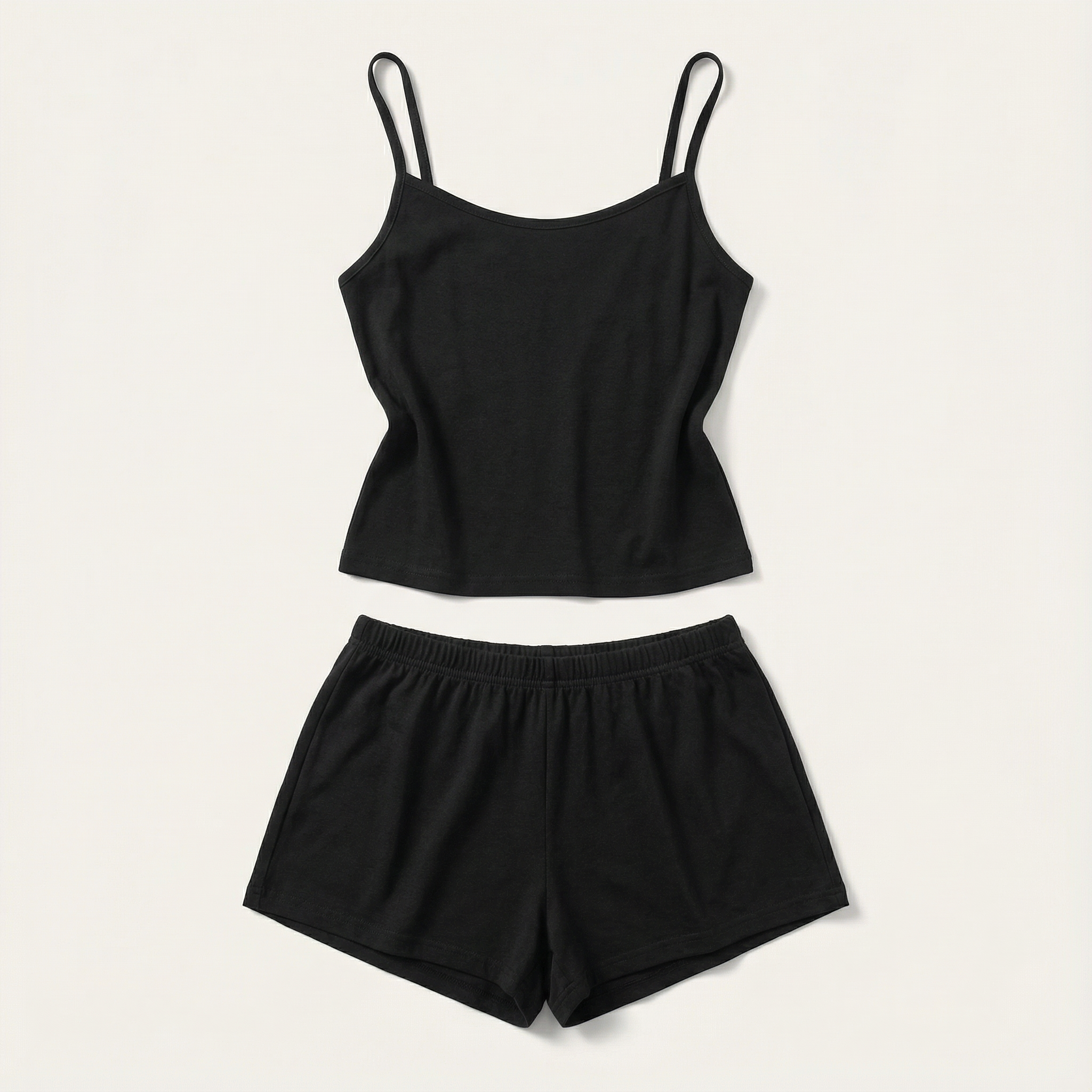 Women’s Lounge Set – Sleeveless Crop Cami and Elastic Waist Shorts