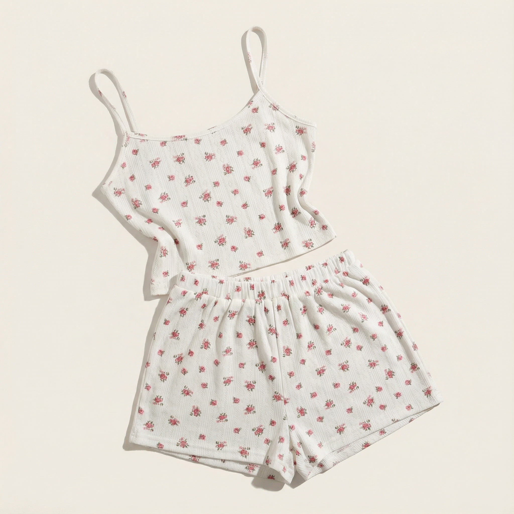 Women’s Lounge Set – Sleeveless Crop Cami and Elastic Waist Shorts