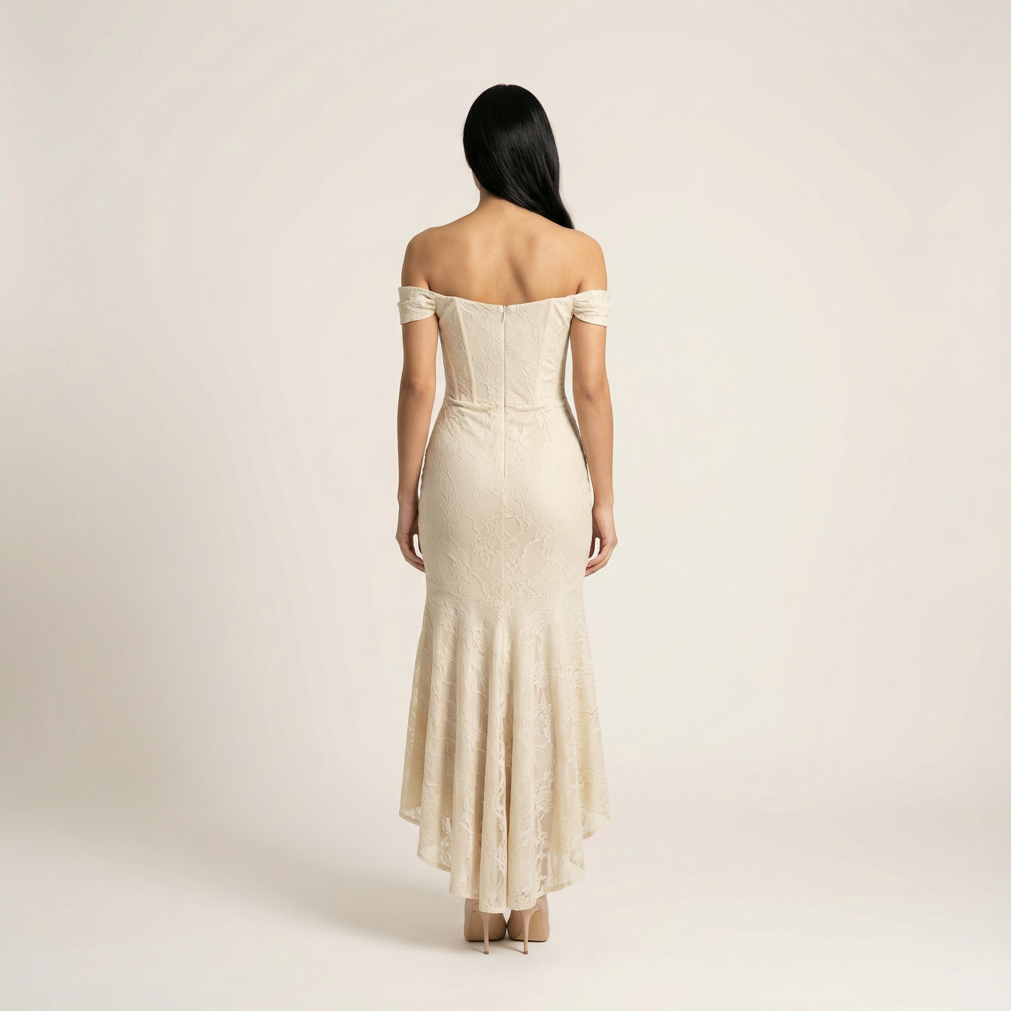 Women’s Maxi Dress – Ruched Waist and Asymmetric Hem