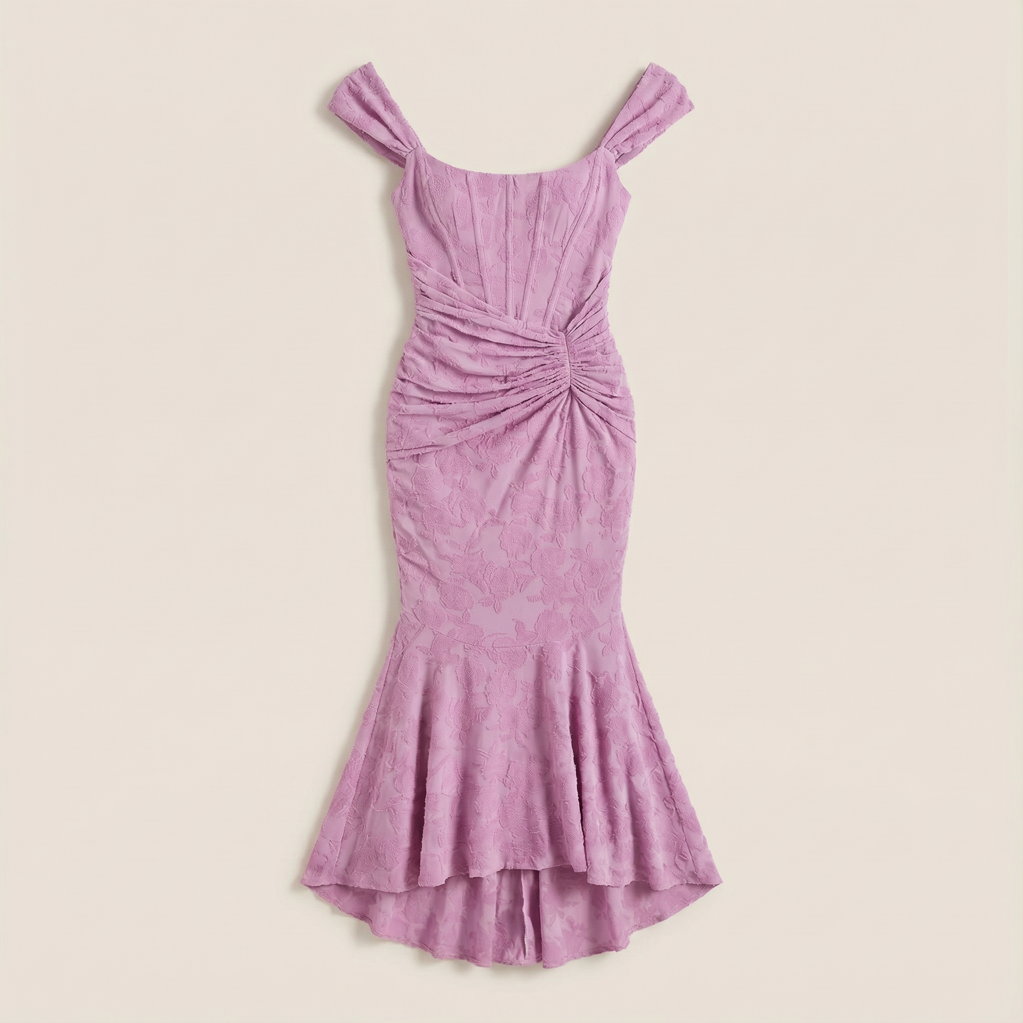 Women’s Maxi Dress – Ruched Waist and Asymmetric Hem
