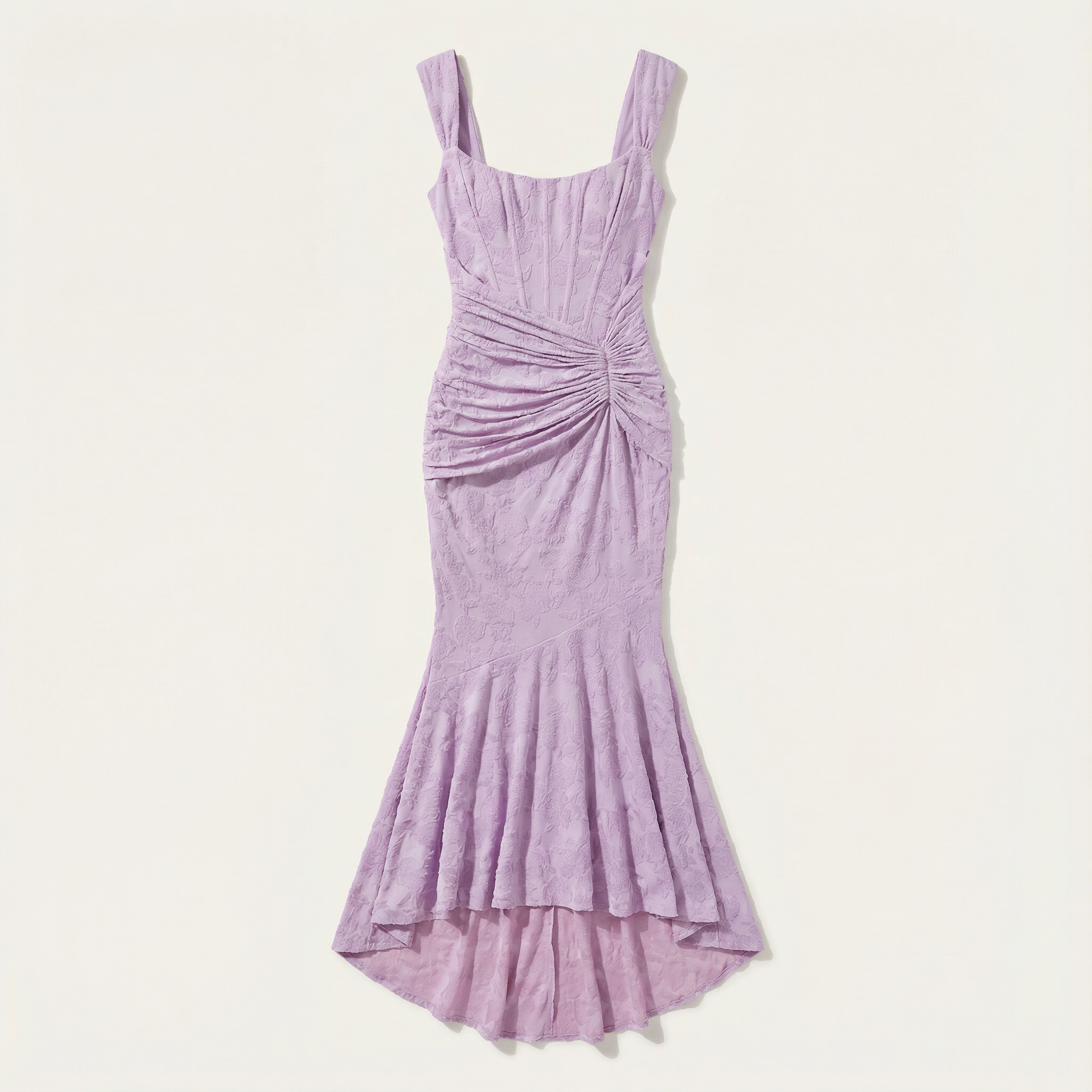 Women’s Maxi Dress – Ruched Waist and Asymmetric Hem