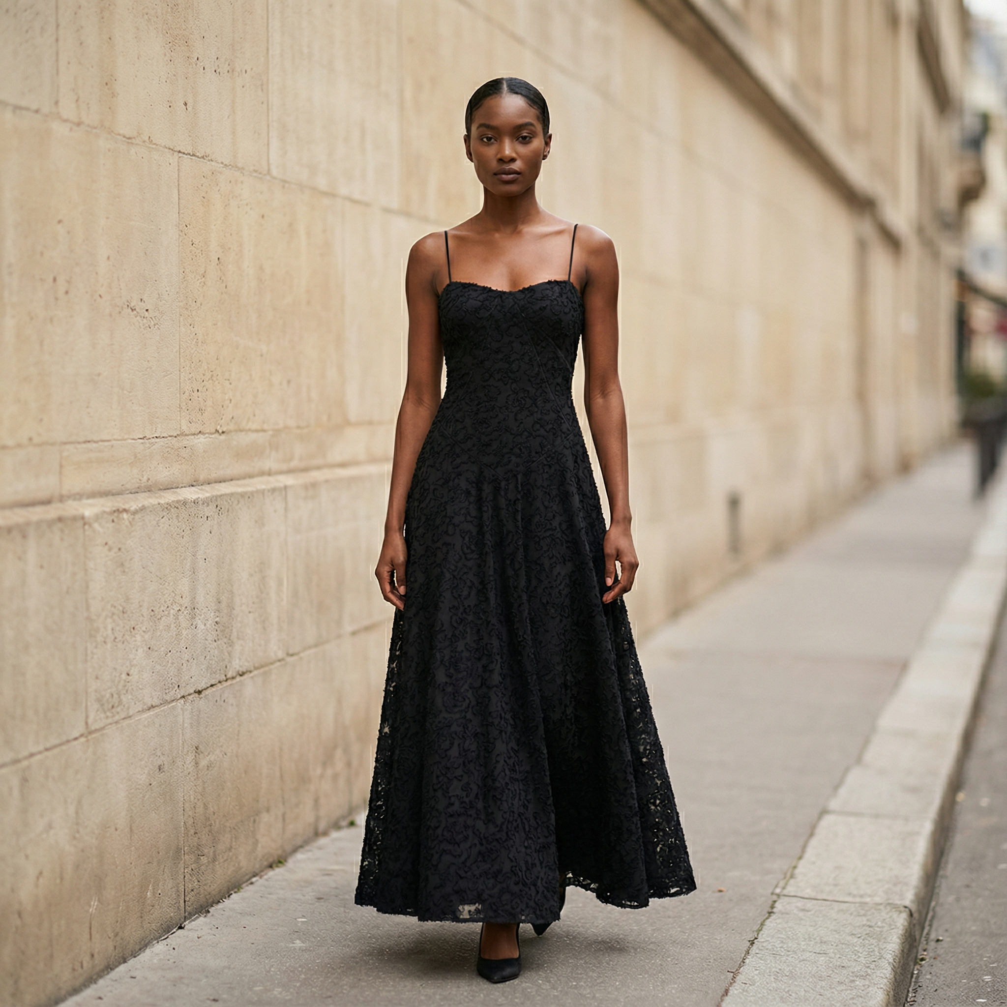 Women’s Maxi Dress – Slim Fit with Spaghetti Straps