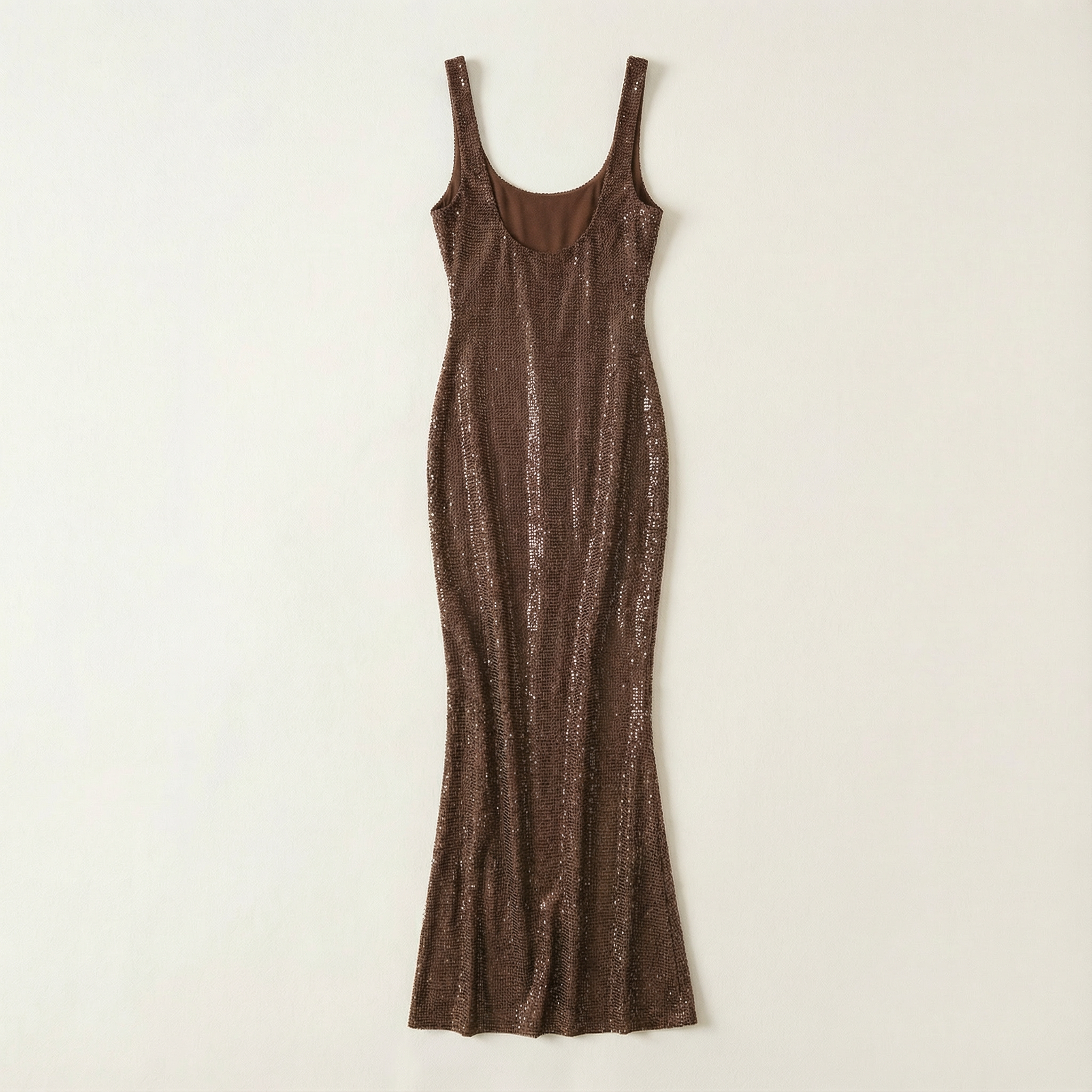 Women’s Party Maxi Dress – Low Neck Sleeveless Style