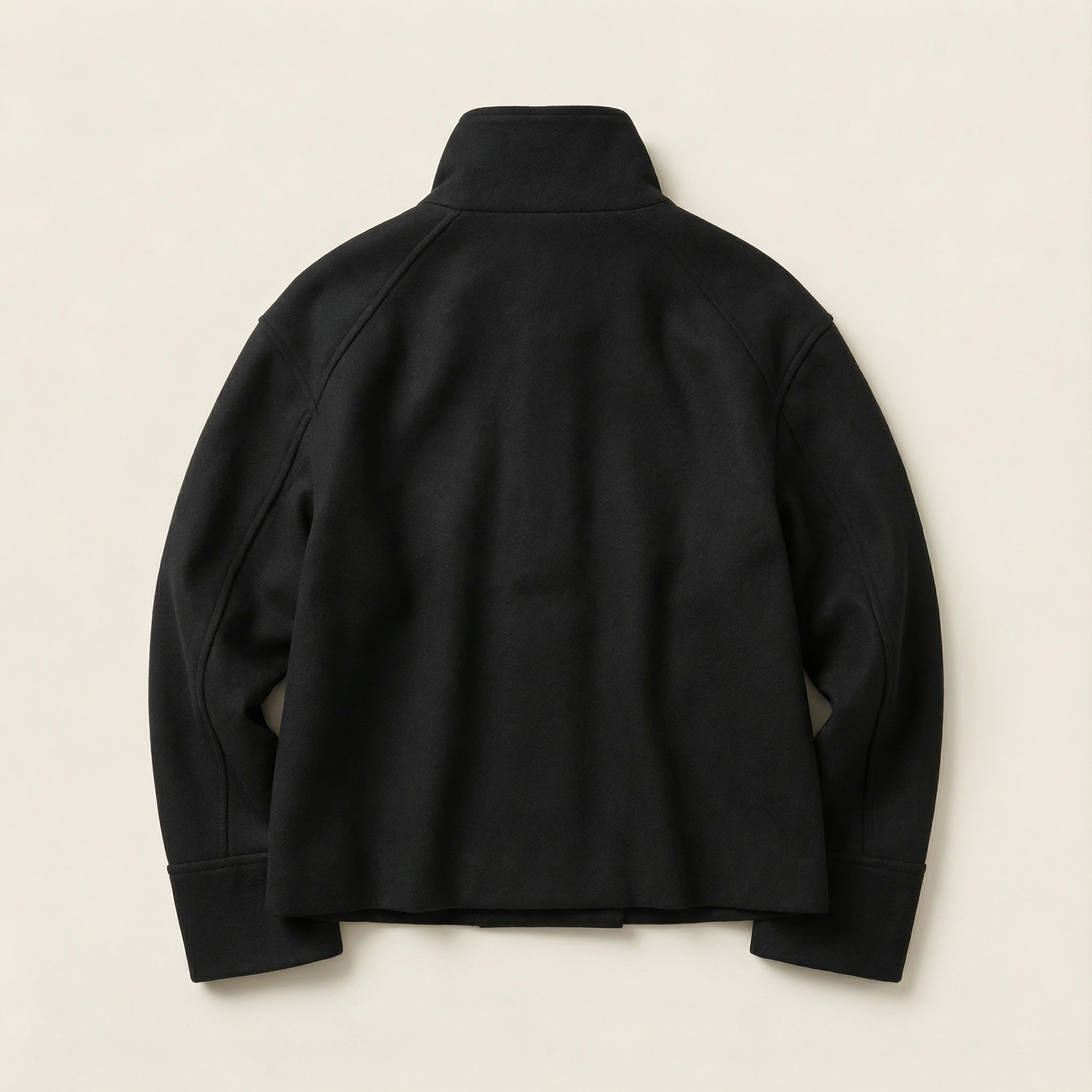 Women’s Short Overcoat – Lapel Collar, Long Sleeves