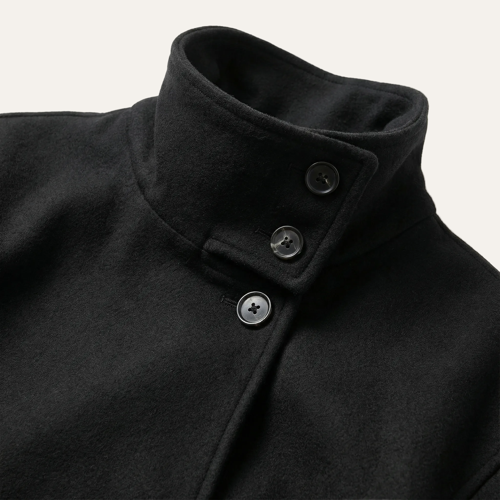 Women’s Short Overcoat – Lapel Collar, Long Sleeves