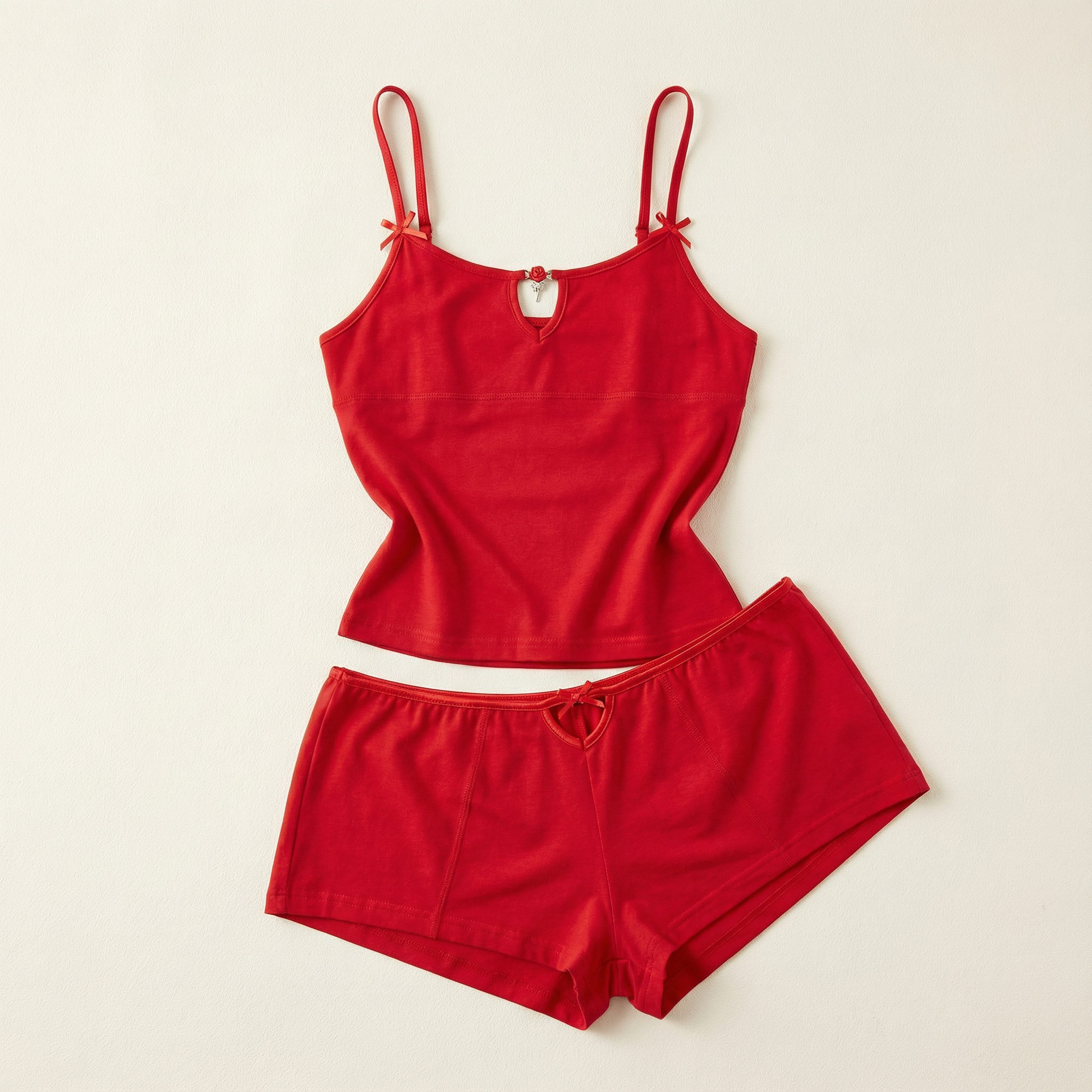 Women’s Sleepwear Set – Crop Cami Top and Pajama Shorts
