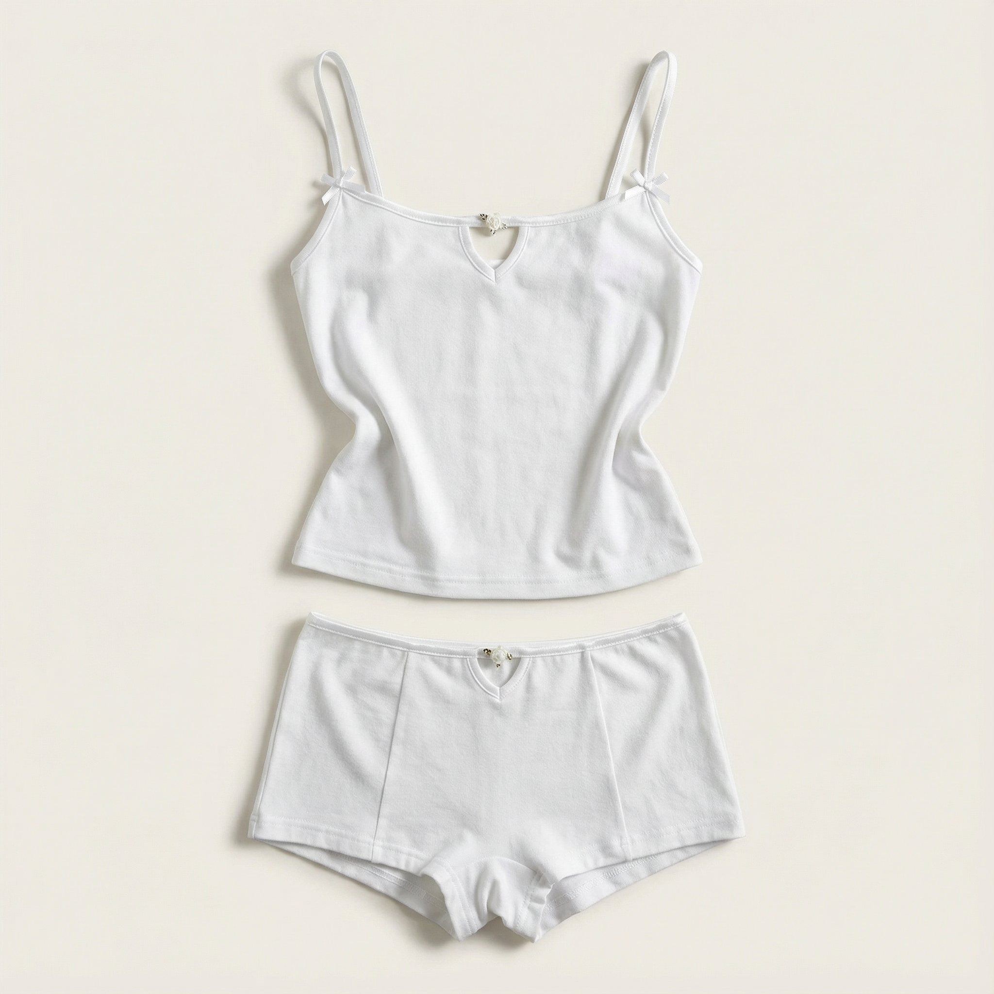 Women’s Sleepwear Set – Crop Cami Top and Pajama Shorts