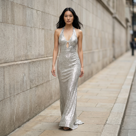 Women’s Sleeveless Maxi Dress – Cut-Out Design