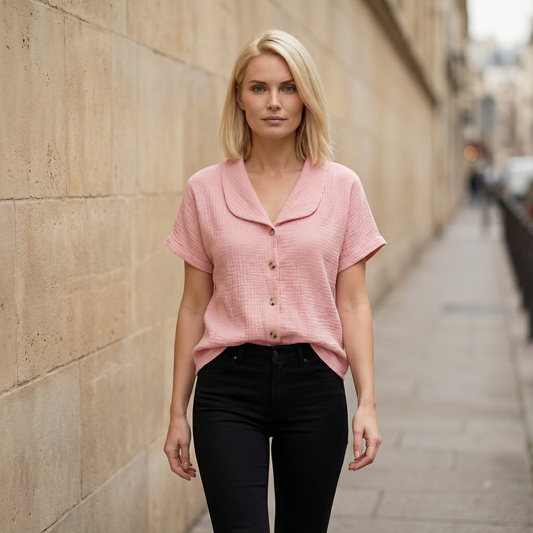 Women’s Top – Short Sleeve Button-Up Design