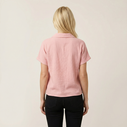 Women’s Top – Short Sleeve Button-Up Design