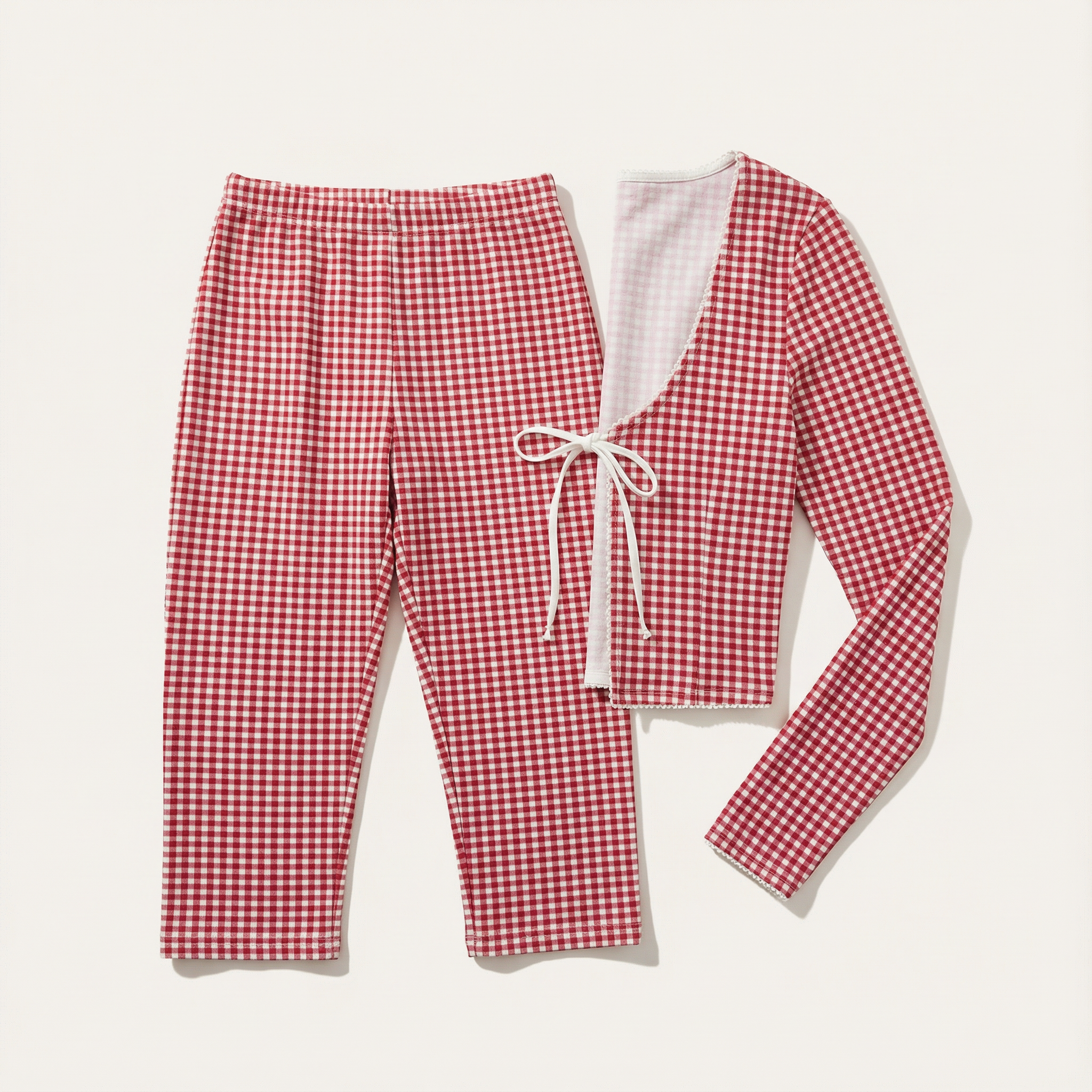 Women’s Two Piece Set – Tie Front Crop Top and Slim Fit Capri Pants