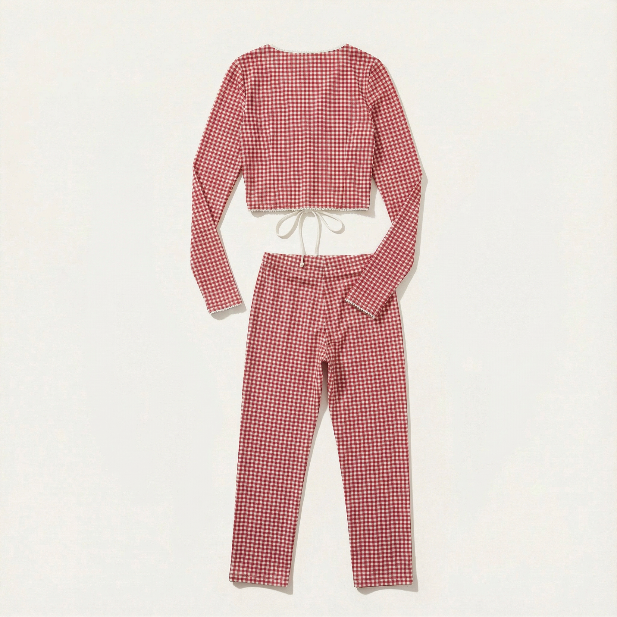 Women’s Two Piece Set – Tie Front Crop Top and Slim Fit Capri Pants