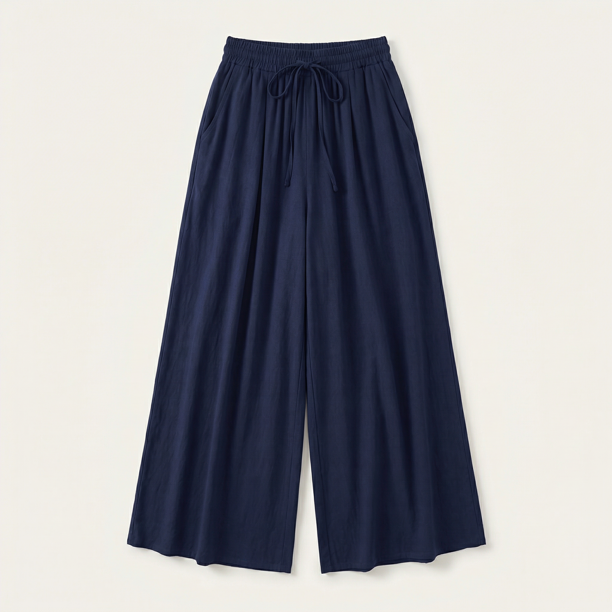 Women’s Wide-Leg Pants – Elastic Waist Drawstring Design