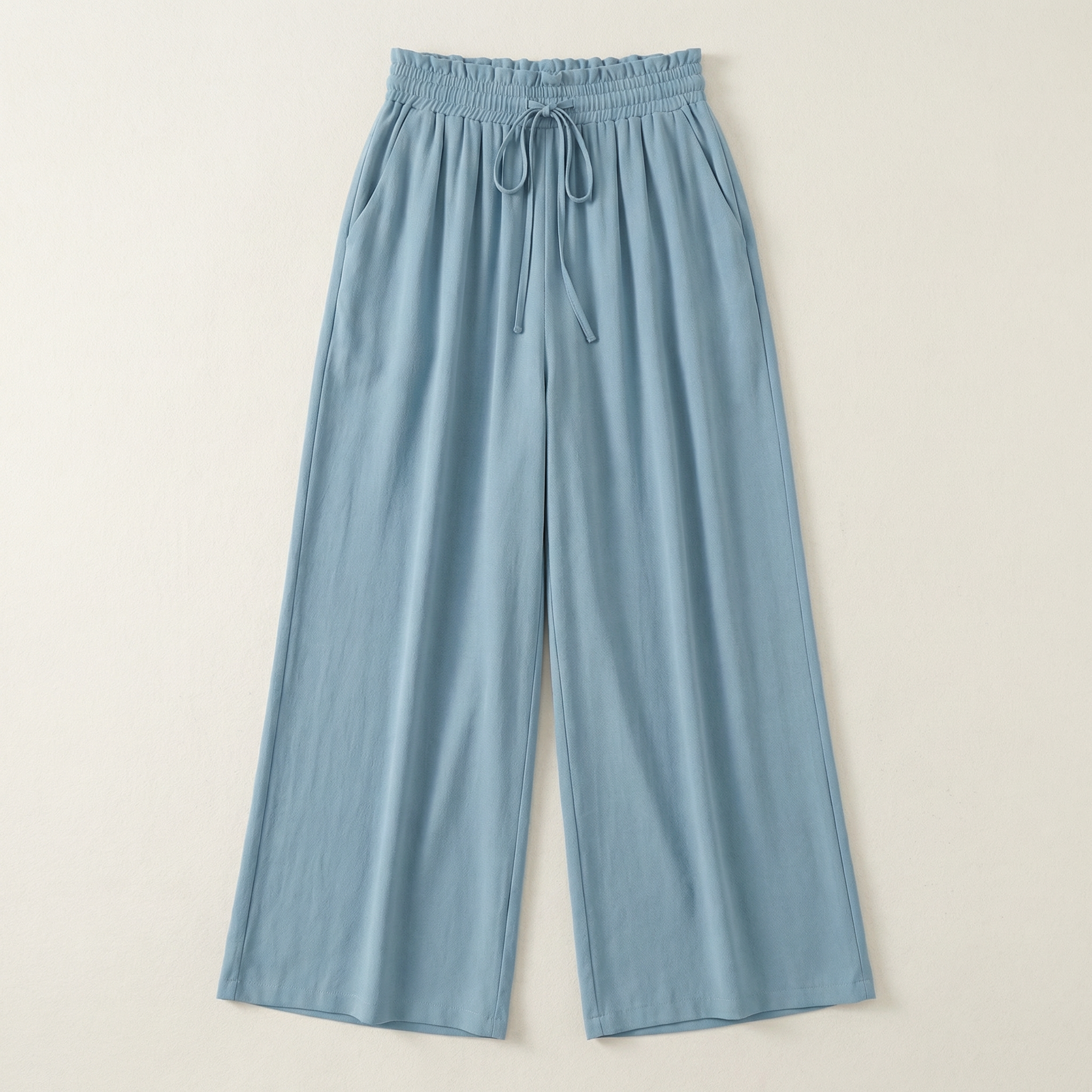 Women’s Wide-Leg Pants – Elastic Waist Drawstring Design
