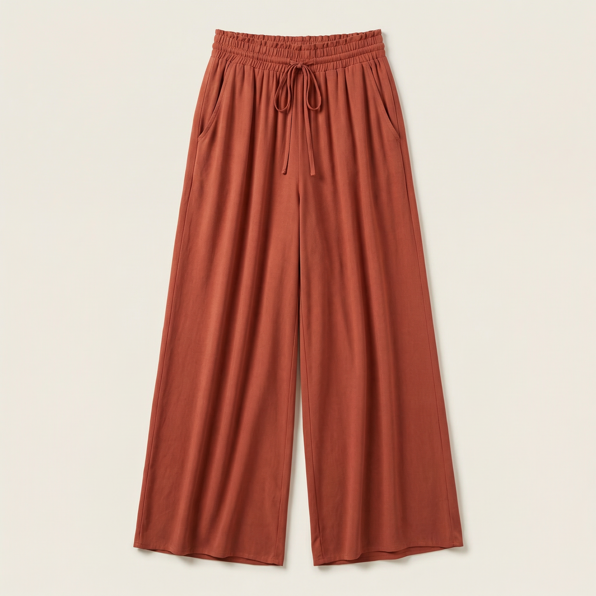 Women’s Wide-Leg Pants – Elastic Waist Drawstring Design
