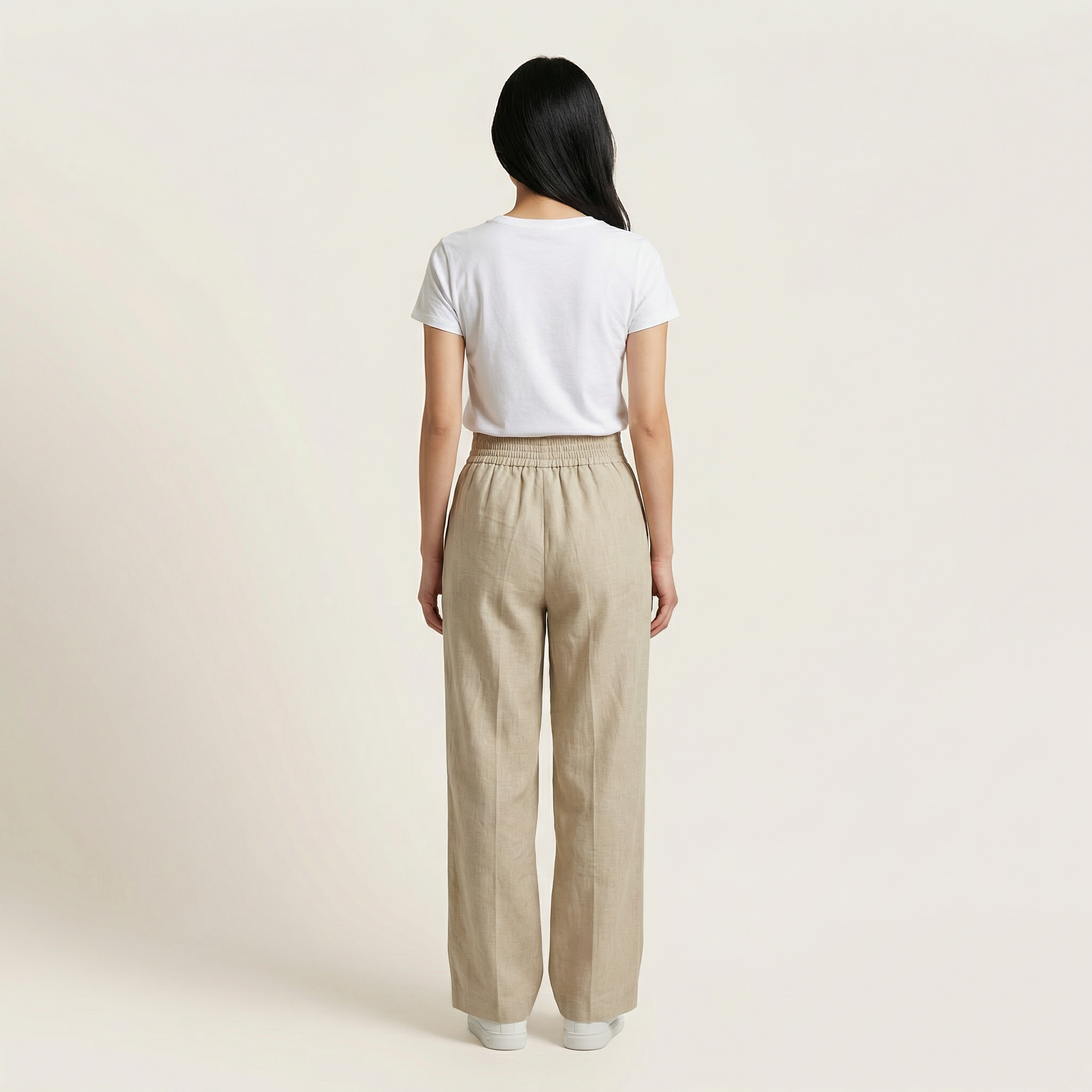 Women’s Wide-Leg  Pants – Elastic Waistband Design