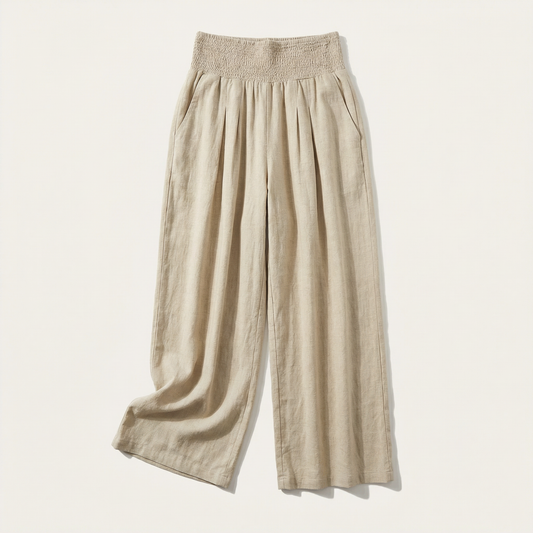 Women’s Wide-Leg  Pants – Elastic Waistband Design