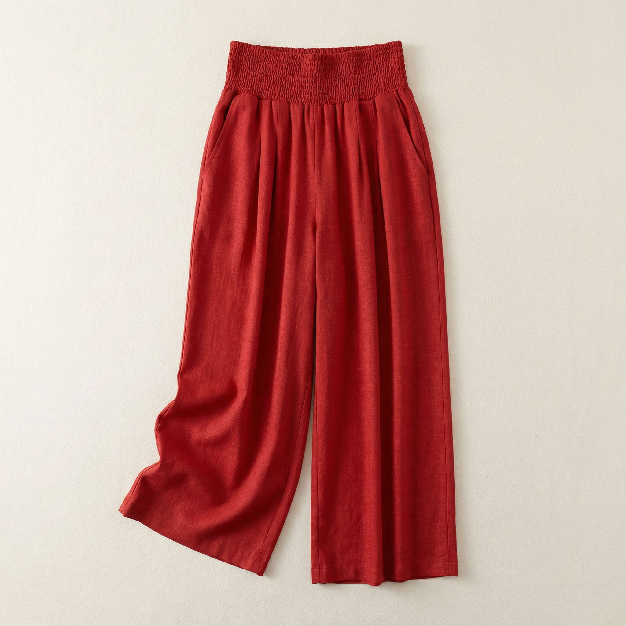 Women’s Wide-Leg  Pants – Elastic Waistband Design