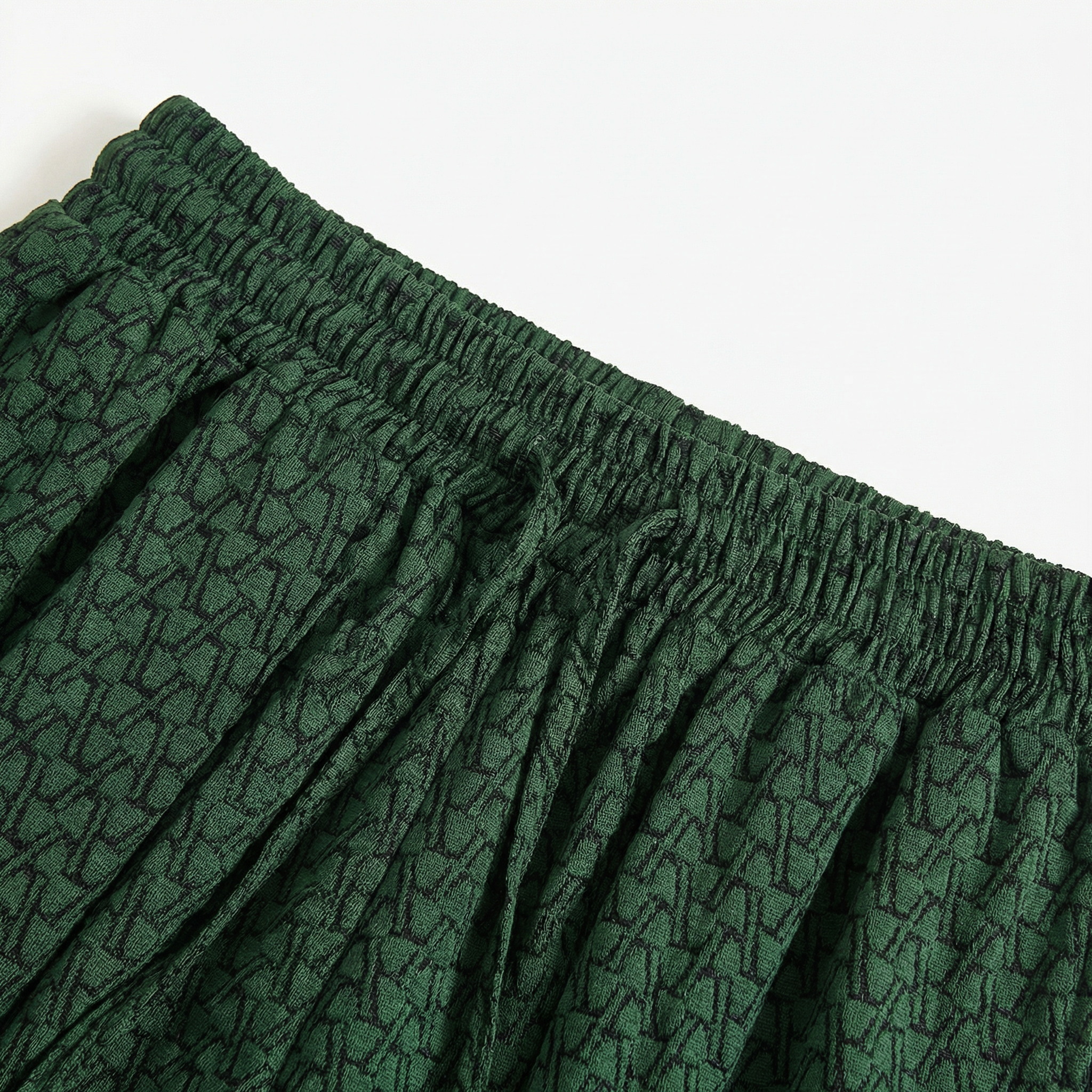 Women’s Wide-Leg Trousers – Elastic Waist Patterned Pants