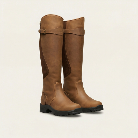 Women’s Knee-High Boots – Buckle Strap Design