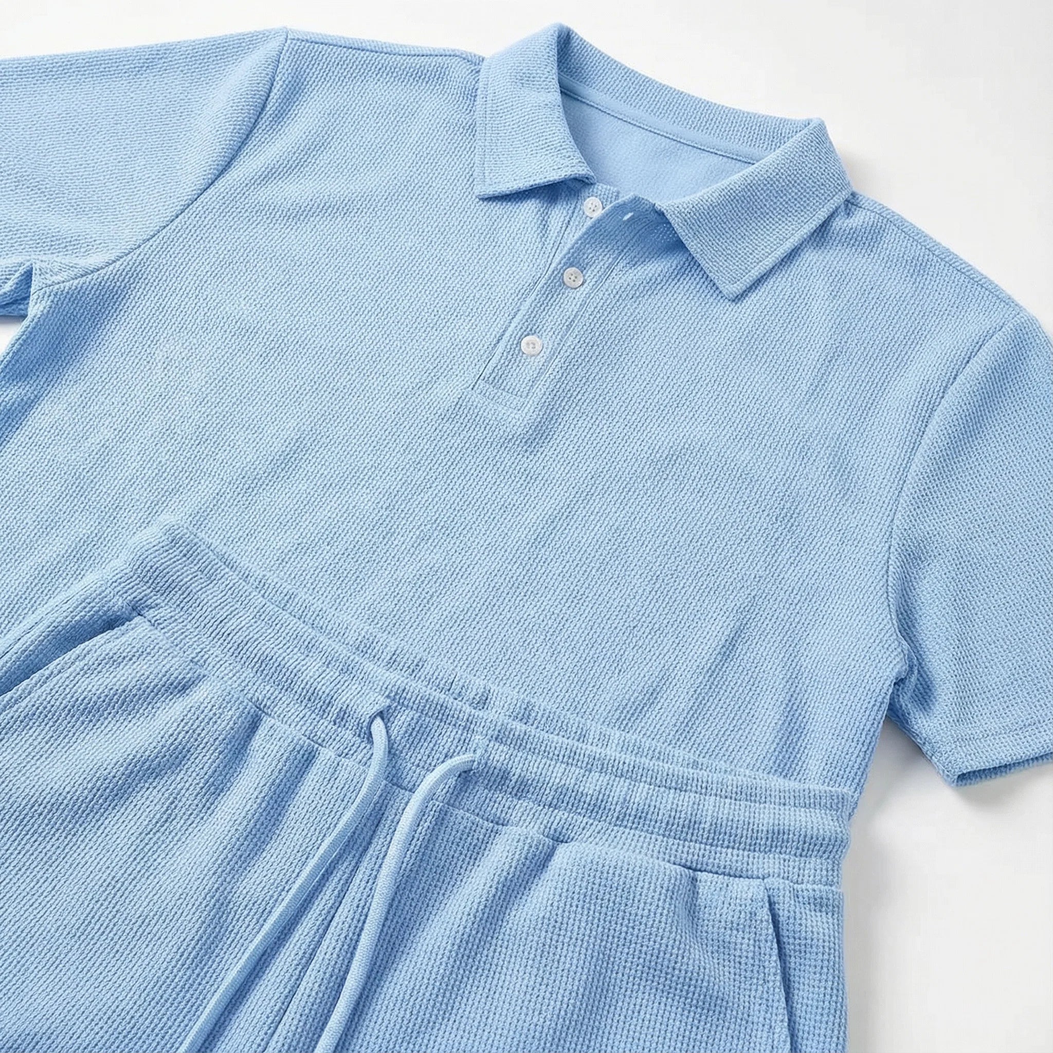 Men’s Short-Sleeve Polo Shirt and Shorts Set – Two-Piece Outfit