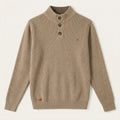 Men’s Long-Sleeve Sweater – Button Placket, Stand Collar
