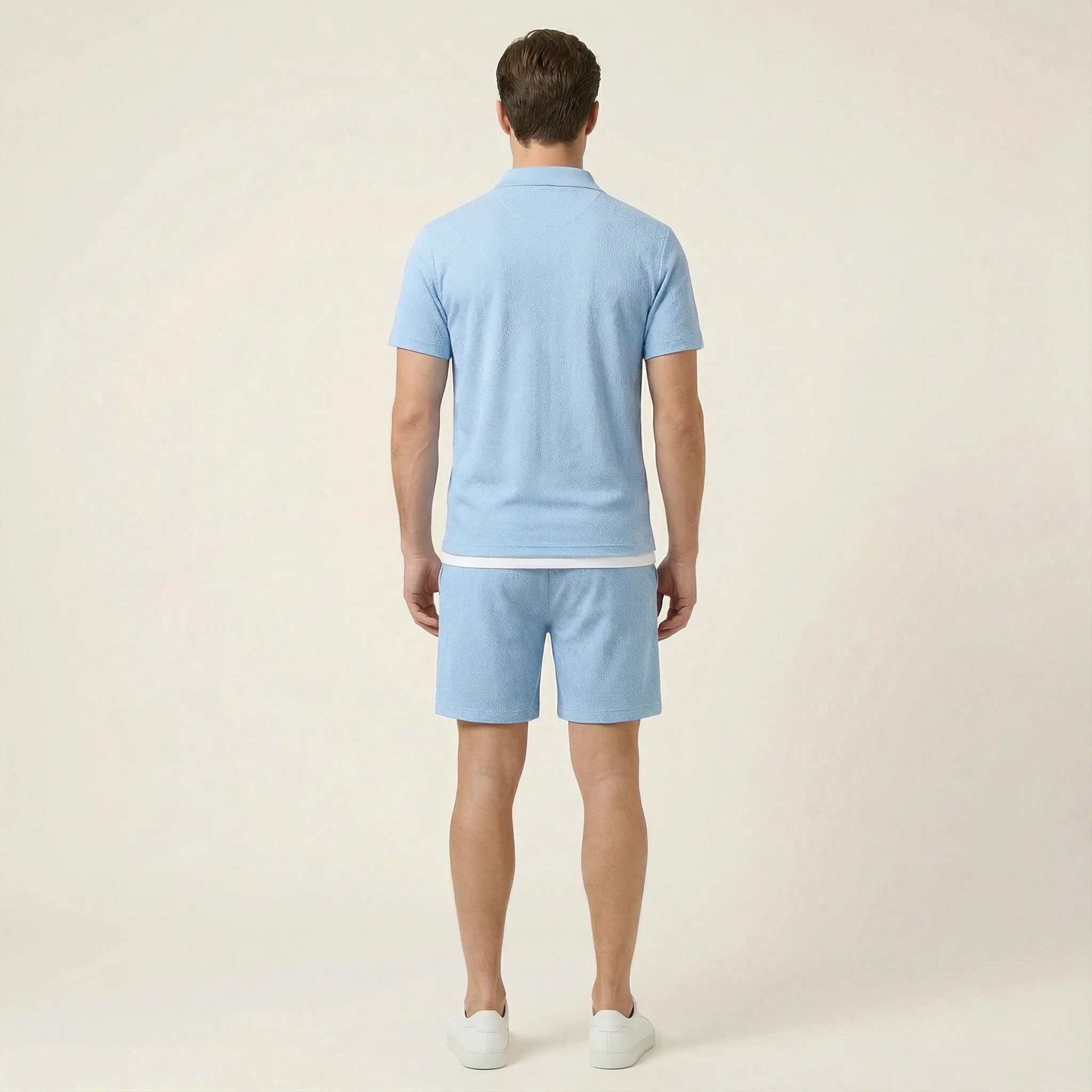 Men’s Short-Sleeve Polo Shirt and Shorts Set – Two-Piece Outfit